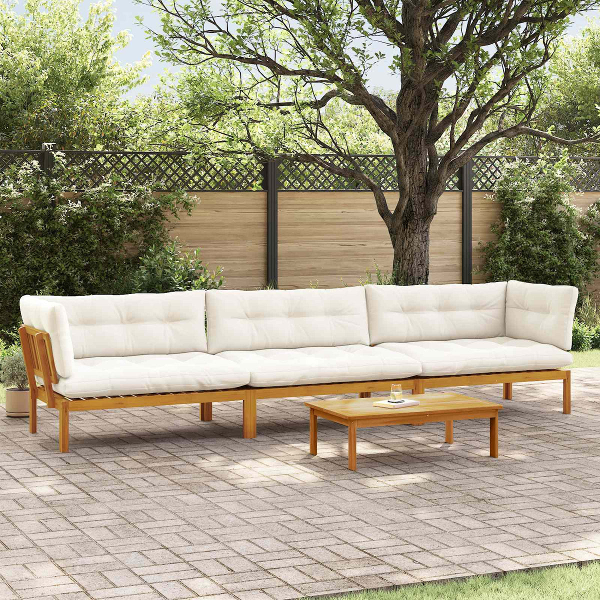 4 Piece Garden Pallet Sofa Units Solid Acacia Wood Natural