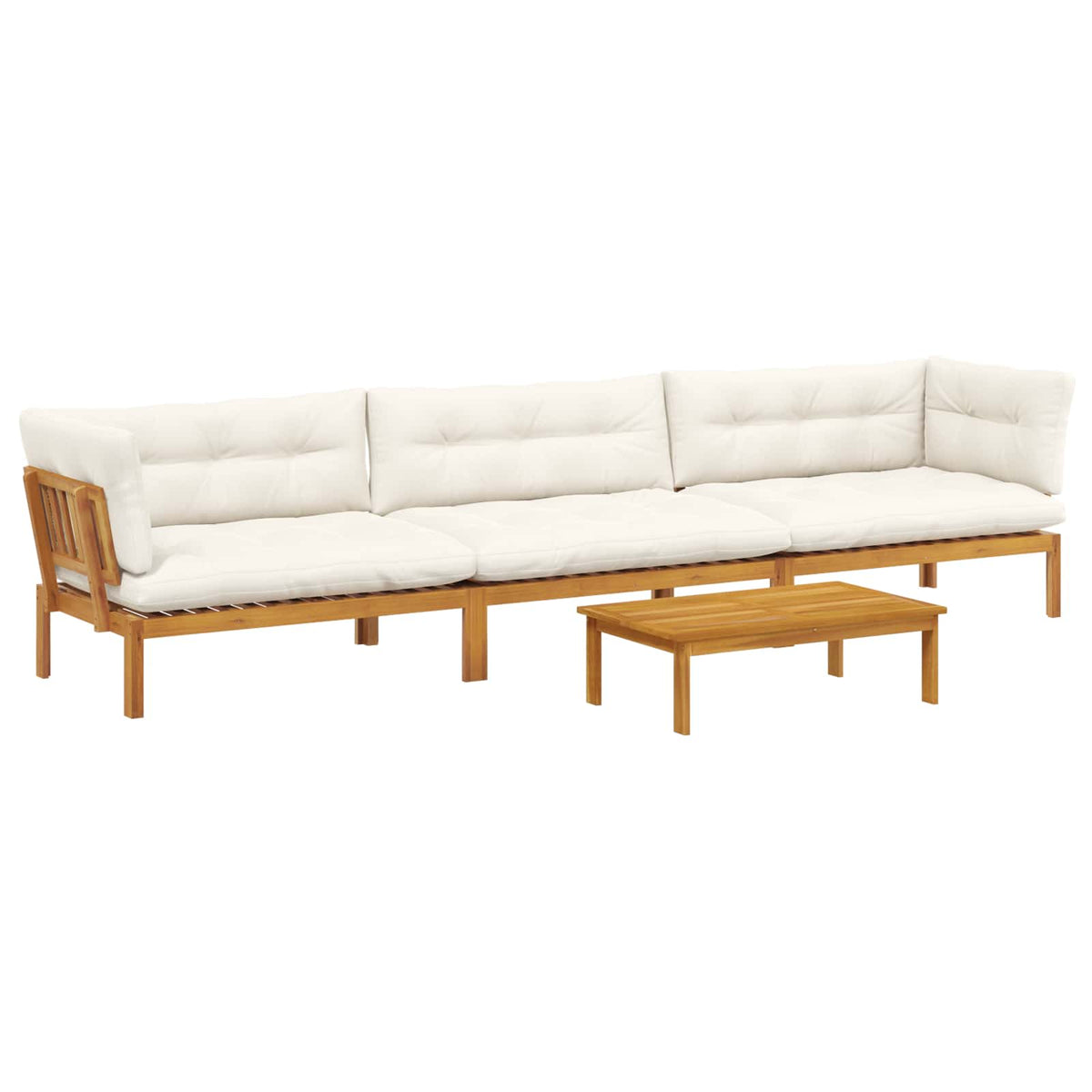 4 Piece Garden Pallet Sofa Units Solid Acacia Wood Natural