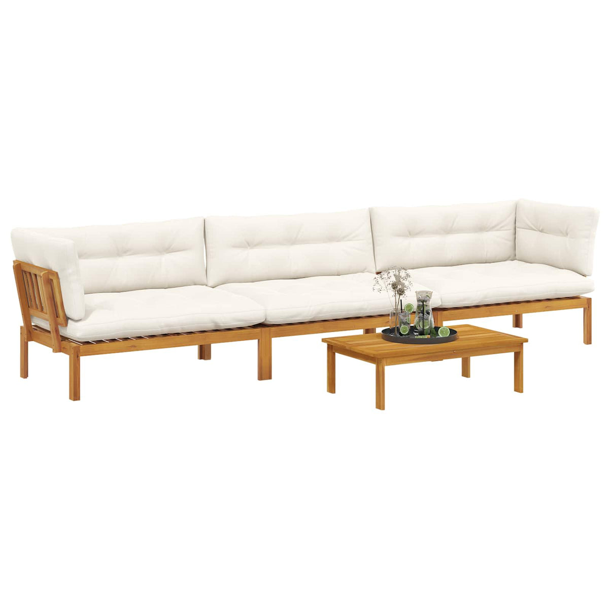 4 Piece Garden Pallet Sofa Units Solid Acacia Wood Natural