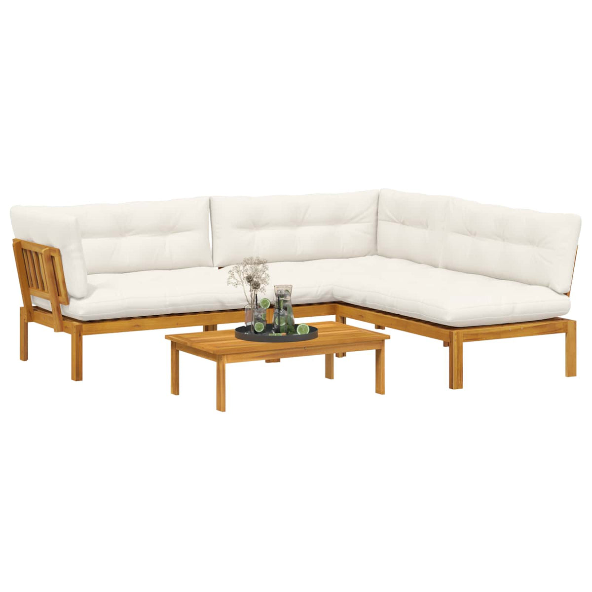 4 Piece Garden Pallet Sofa Units Solid Acacia Wood Natural