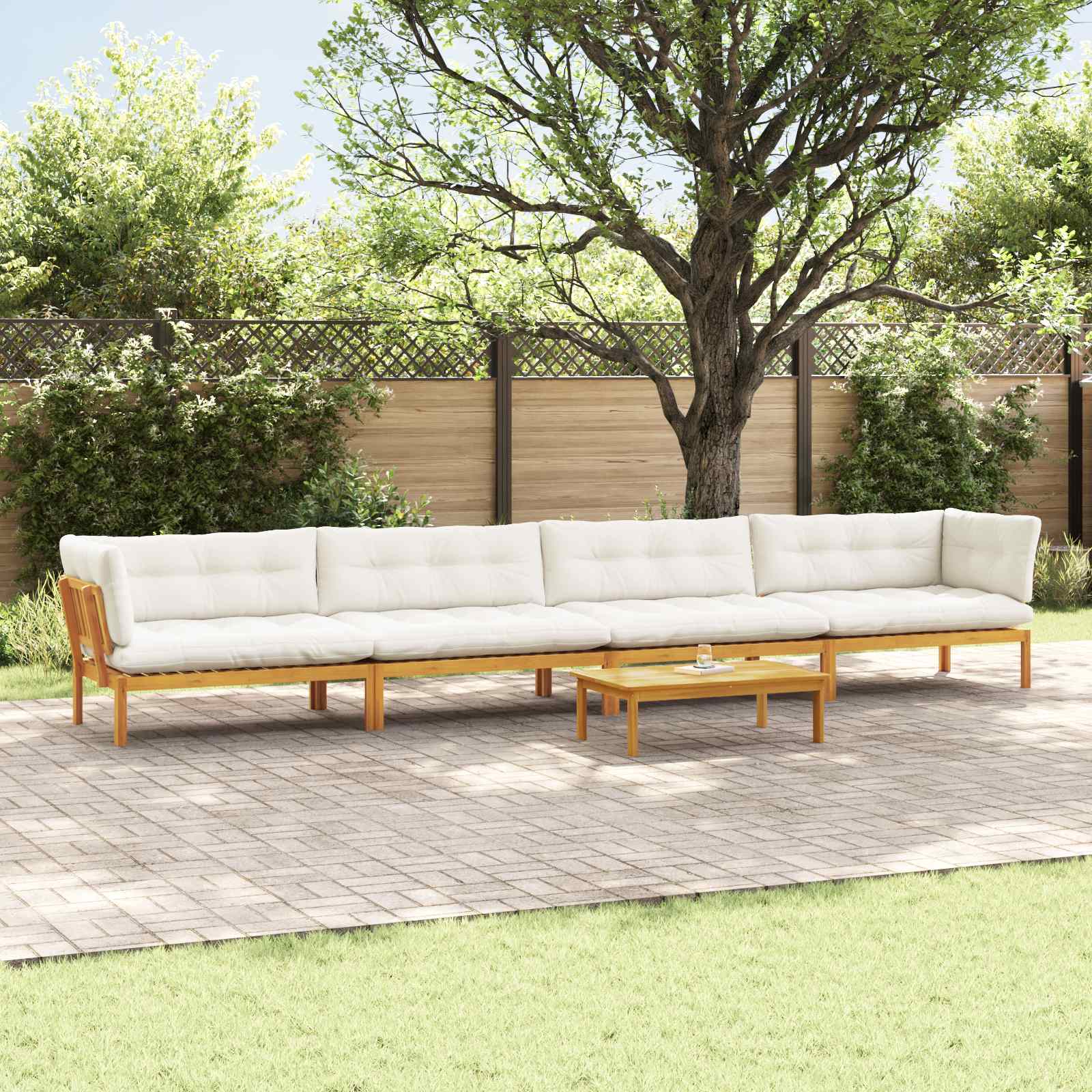 5 Piece Garden Pallet Sofa Units Solid Acacia Wood Natural