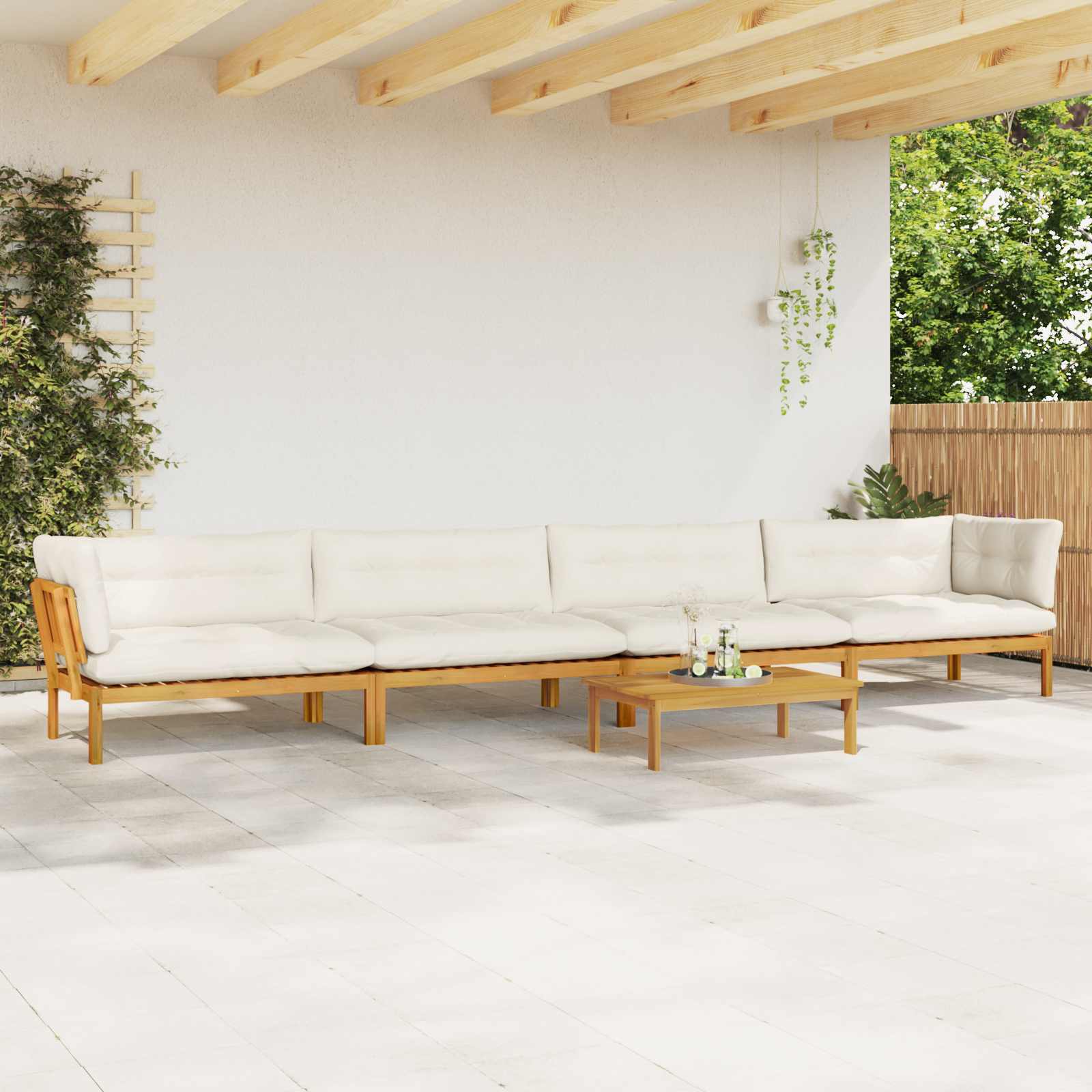 5 Piece Garden Pallet Sofa Units Solid Acacia Wood Natural
