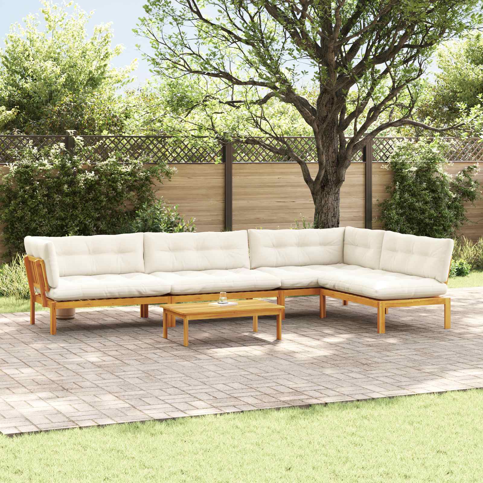 5 Piece Garden Pallet Sofa Units Solid Acacia Wood Natural