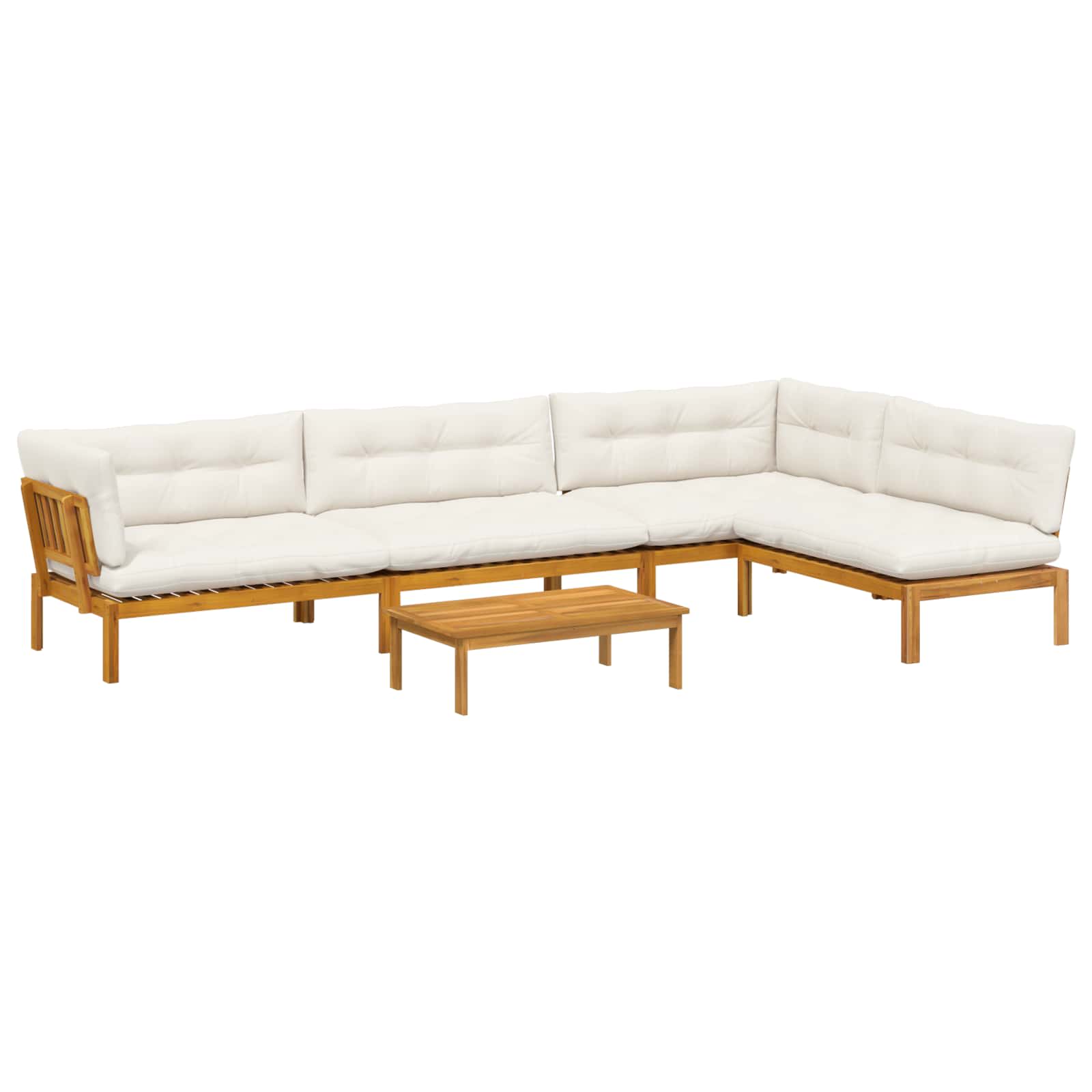 5 Piece Garden Pallet Sofa Units Solid Acacia Wood Natural