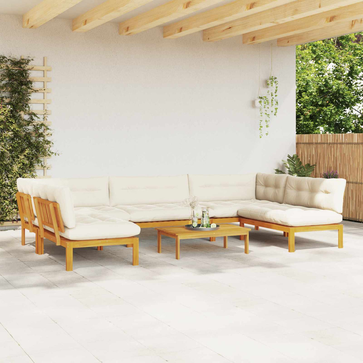 6 Piece Garden Pallet Sofa Units Solid Acacia Wood Natural