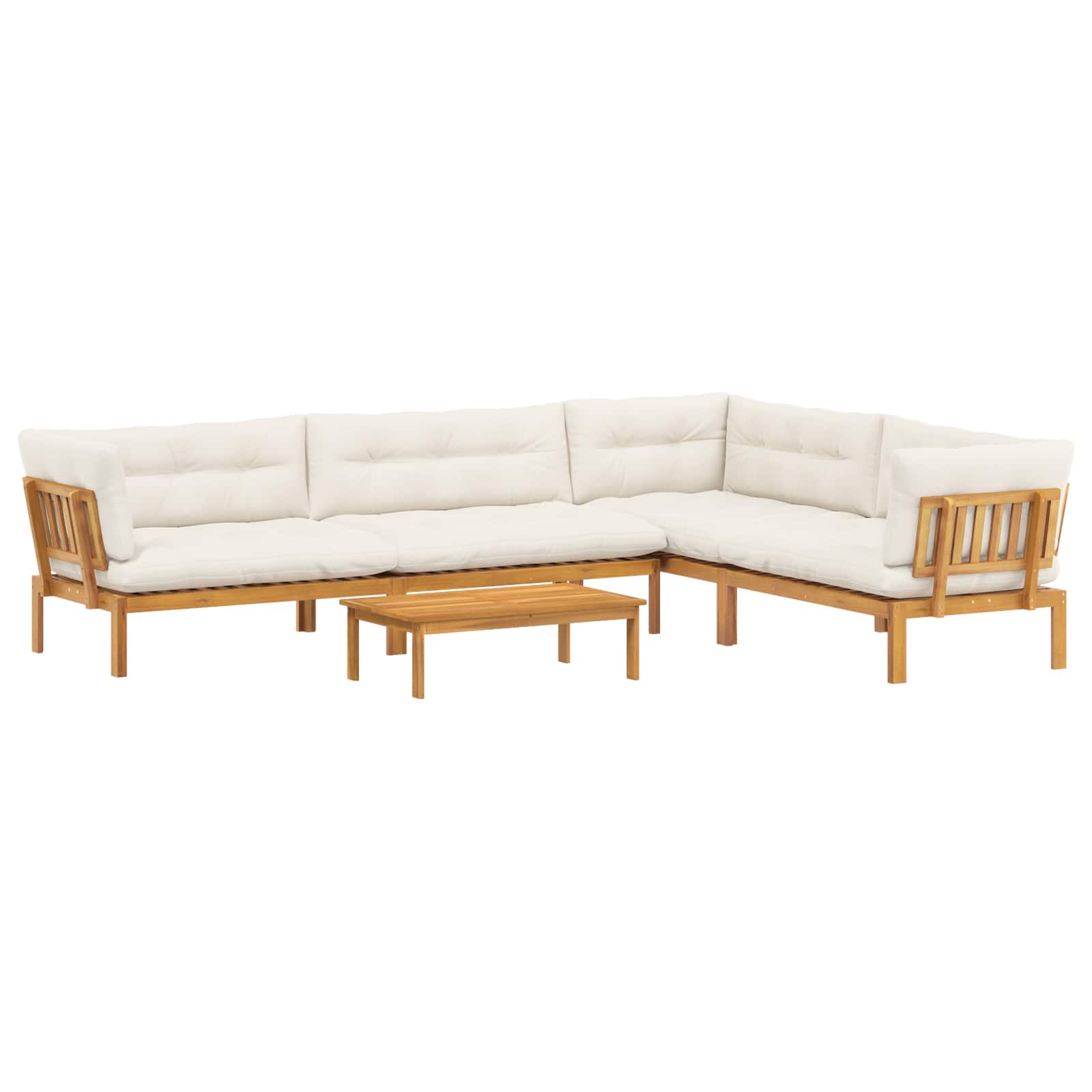5 Piece Garden Pallet Sofa Units Solid Acacia Wood Natural