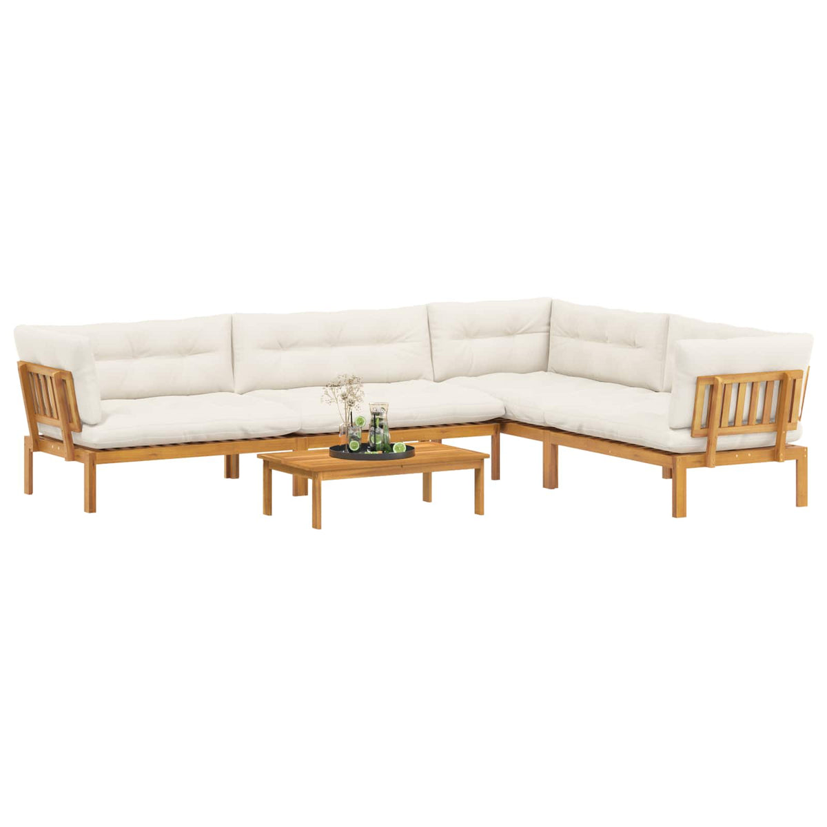 5 Piece Garden Pallet Sofa Units Solid Acacia Wood Natural