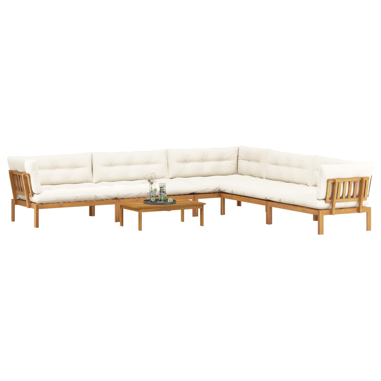6 Piece Garden Pallet Sofa Units Solid Acacia Wood Natural