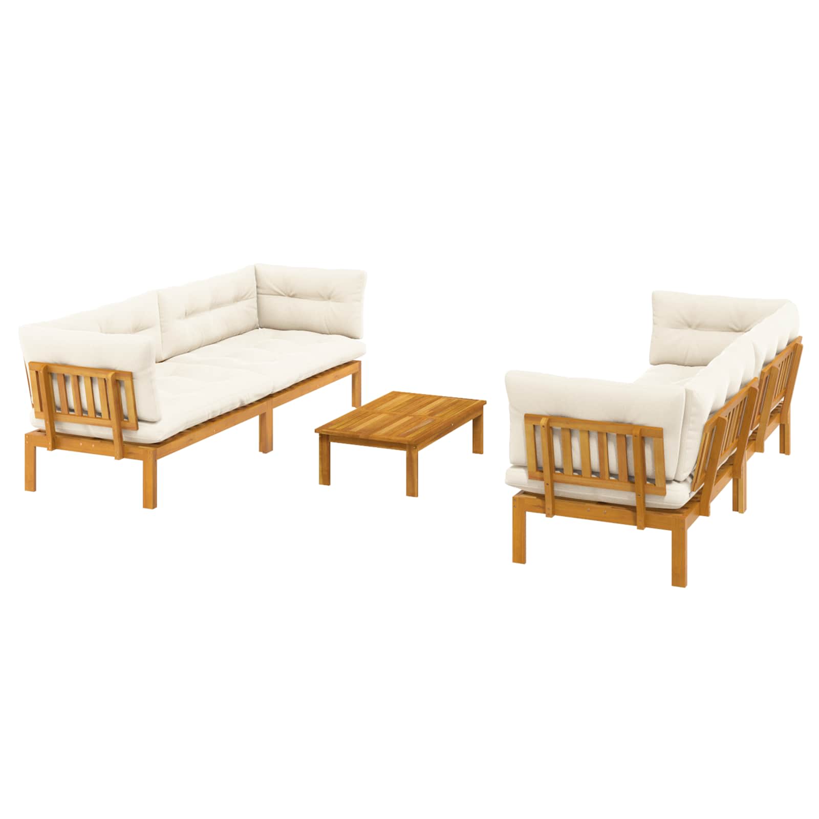 5 Piece Garden Pallet Sofa Units Solid Acacia Wood Natural