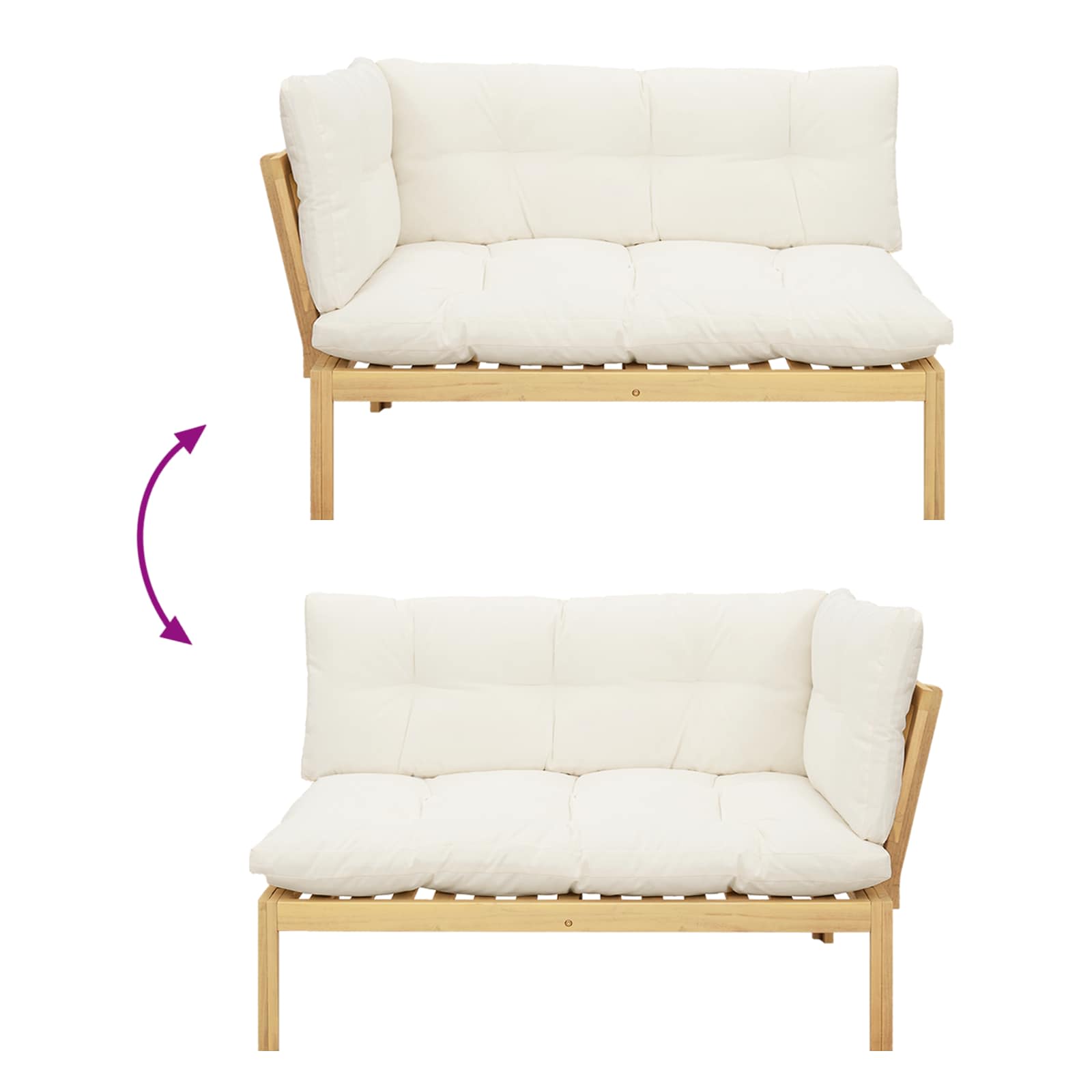 Garden Pallet Sofa Units 2 Piece Light Brown and Cream White