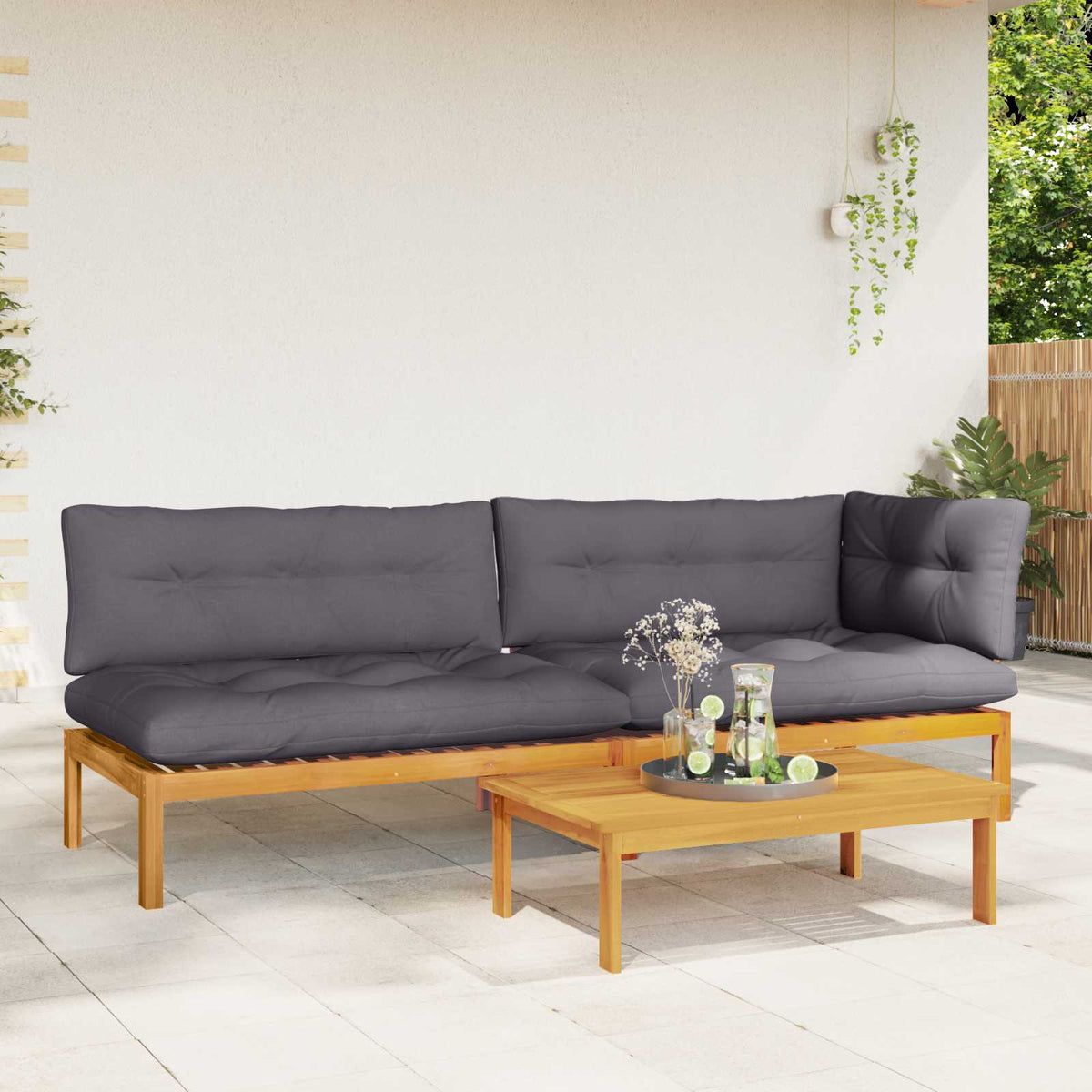 3 Piece Garden Pallet Sofa Units Solid Acacia Wood Natural