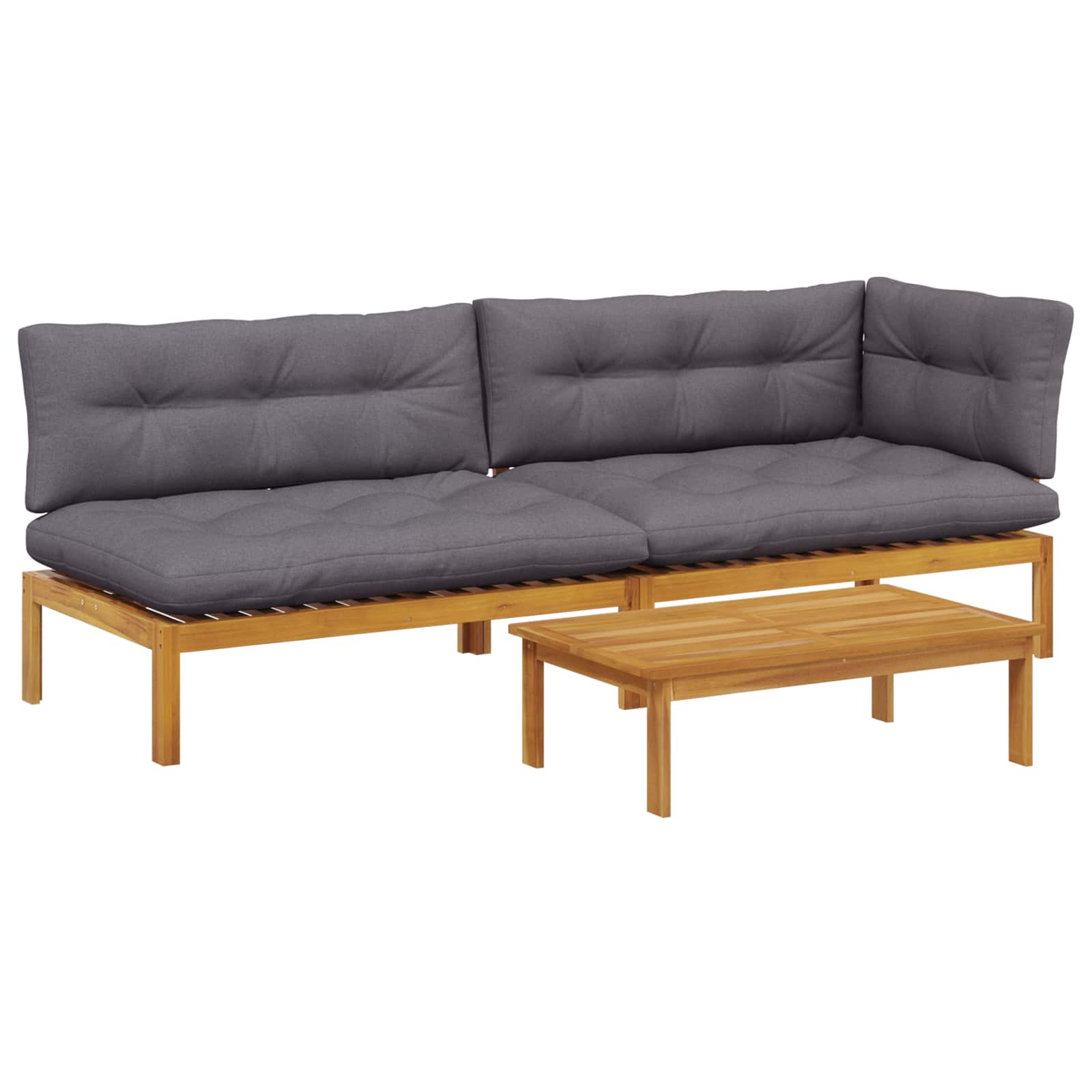 3 Piece Garden Pallet Sofa Units Solid Acacia Wood Natural