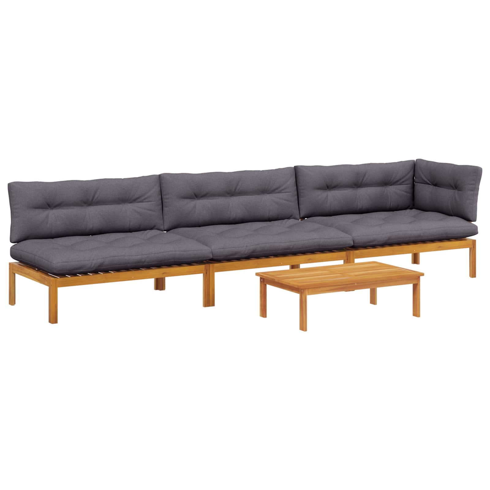4 Piece Garden Pallet Sofa Units Solid Acacia Wood Natural