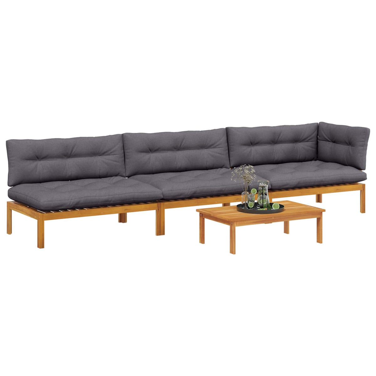 4 Piece Garden Pallet Sofa Units Solid Acacia Wood Natural