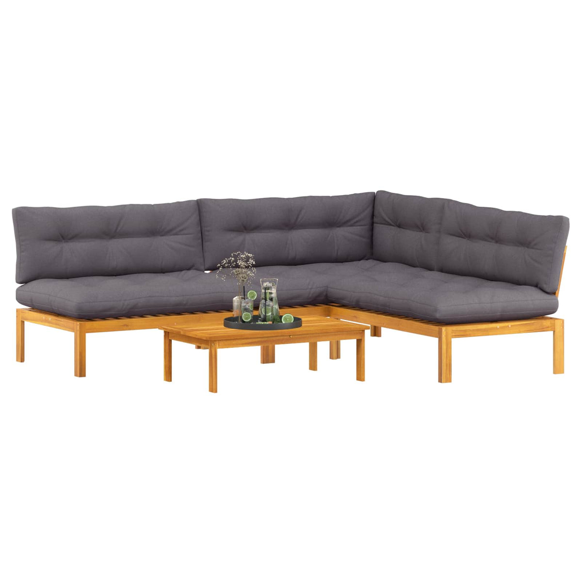 4 Piece Garden Pallet Sofa Units Solid Acacia Wood Natural