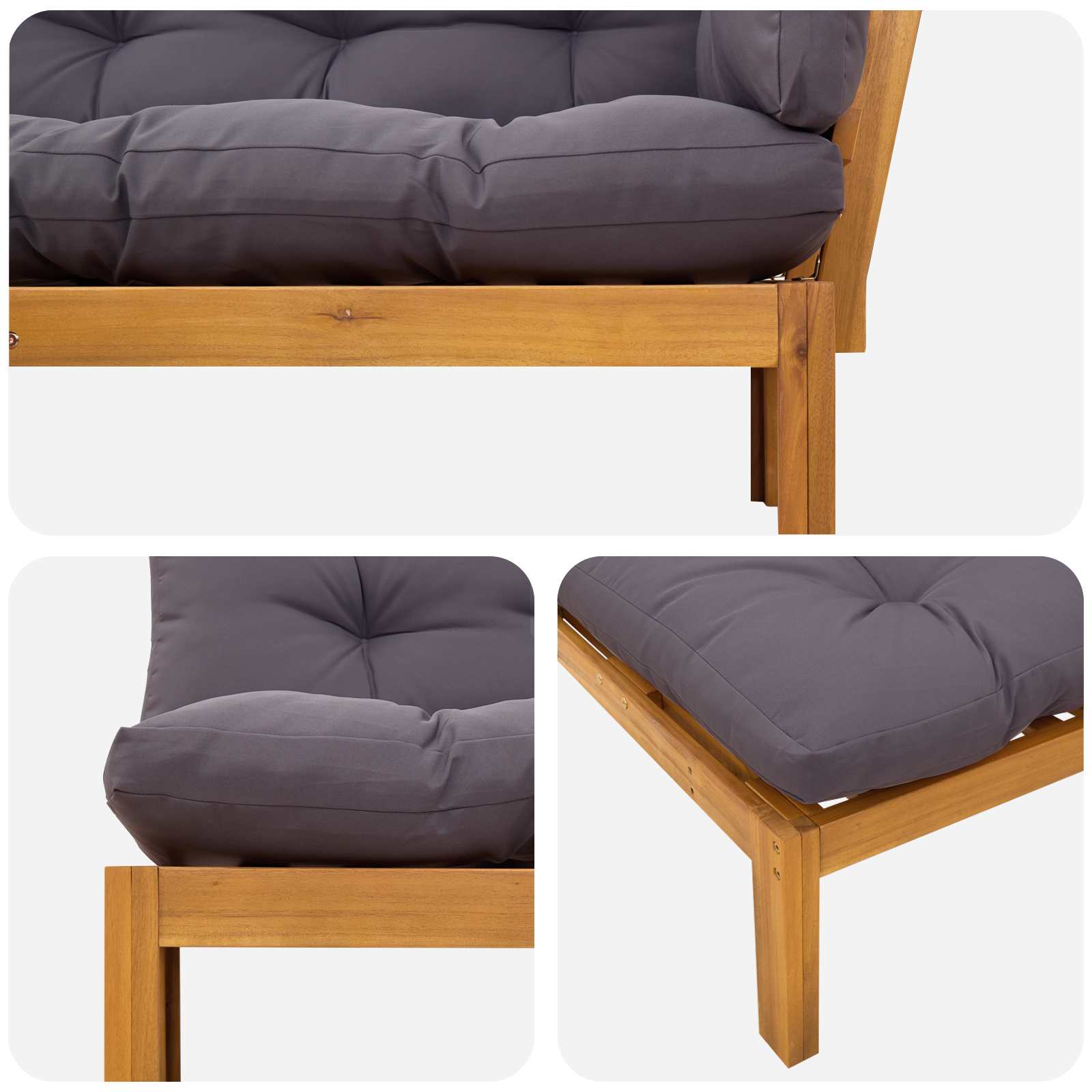 Garden Pallet Sofa Units 2 Piece Natural and Dark Grey