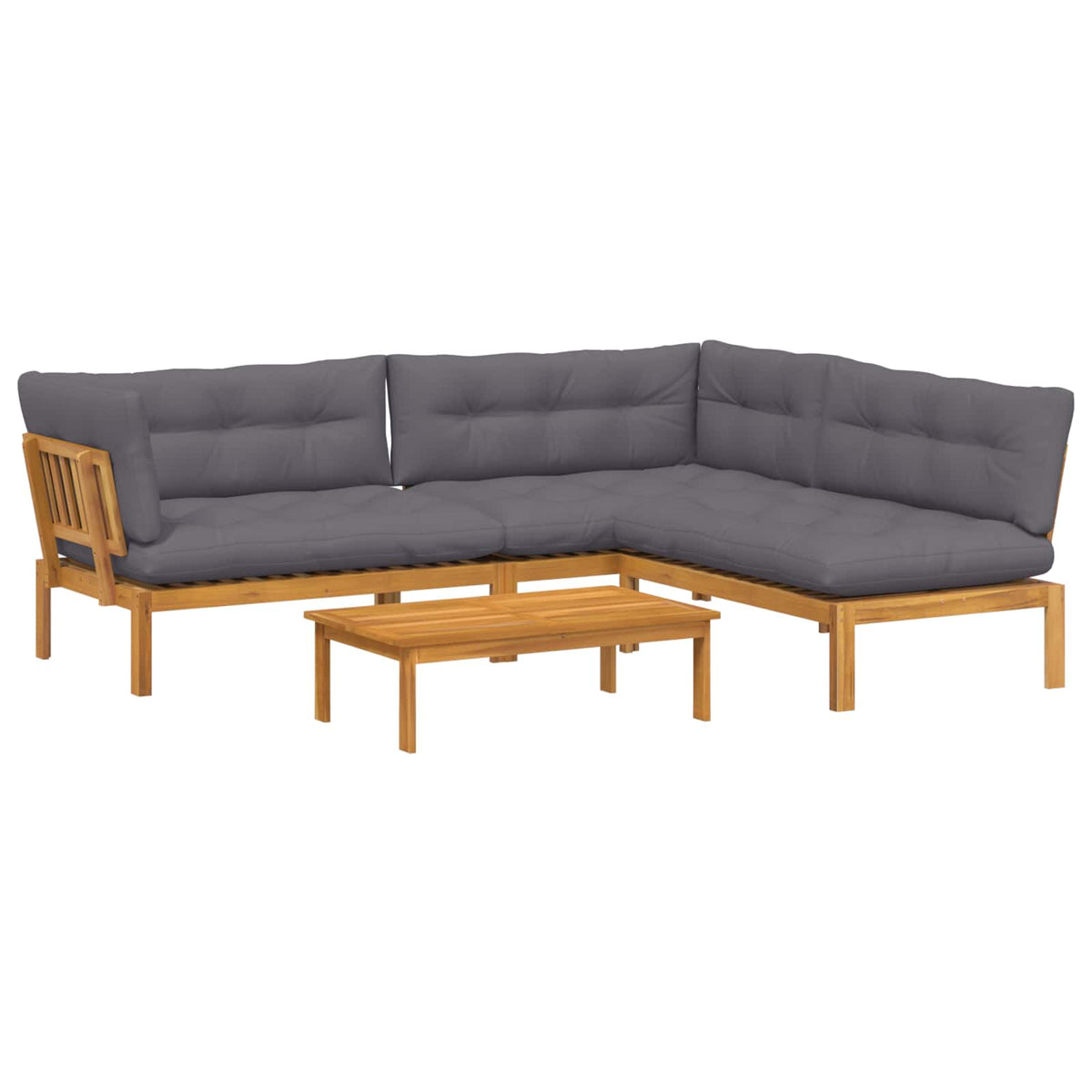 4 Piece Garden Pallet Sofa Units Solid Acacia Wood Natural
