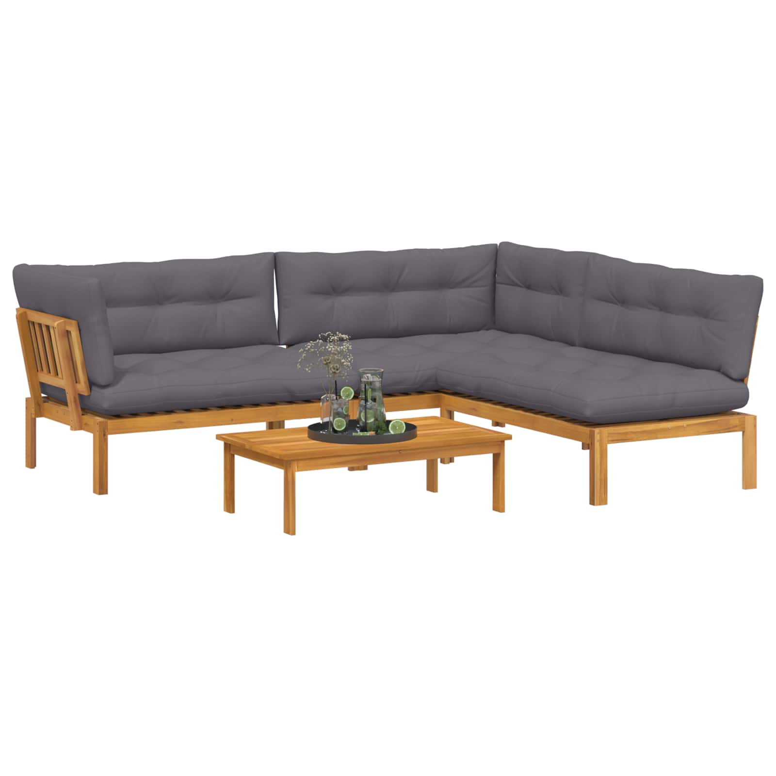 4 Piece Garden Pallet Sofa Units Solid Acacia Wood Natural