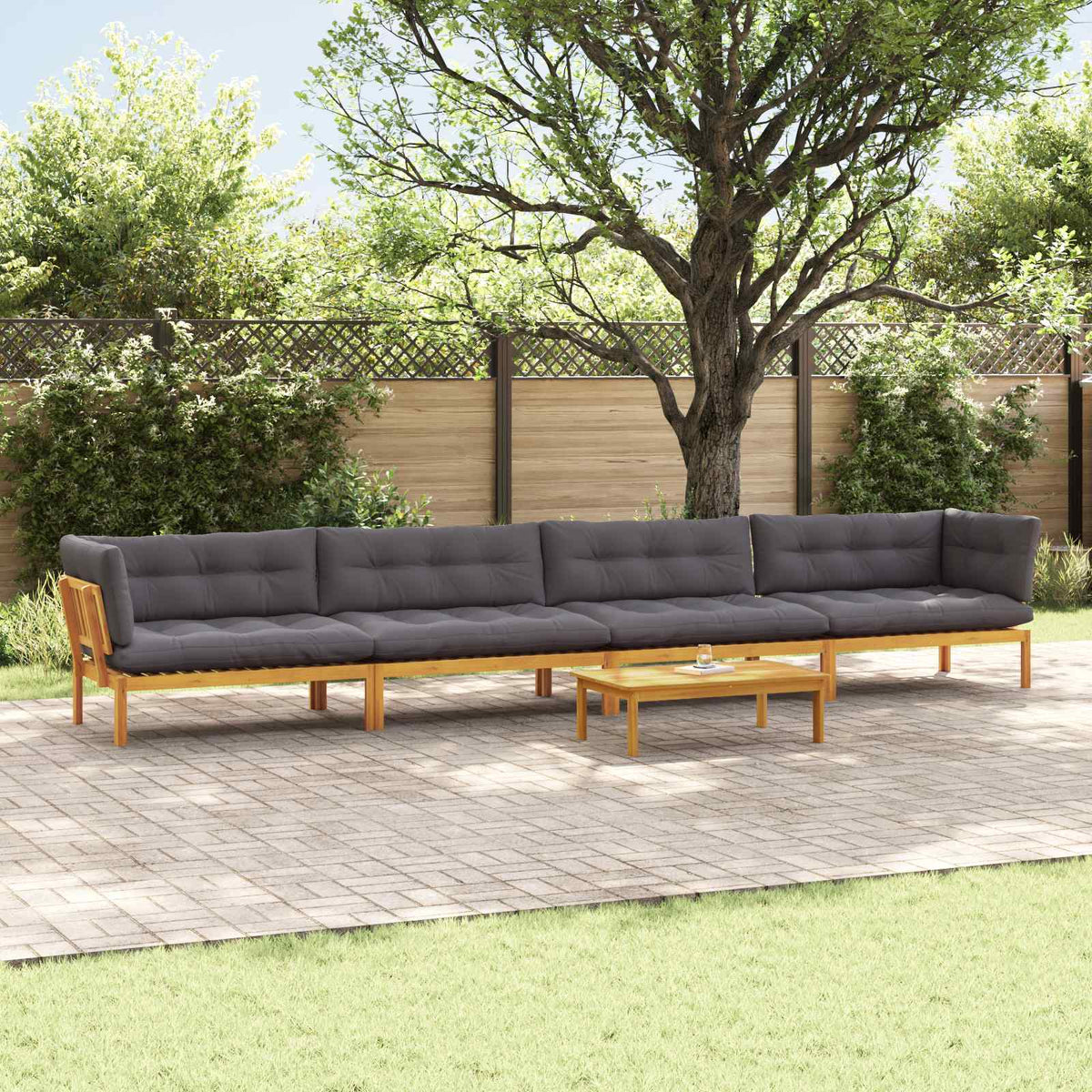 5 Piece Garden Pallet Sofa Units Solid Acacia Wood Natural