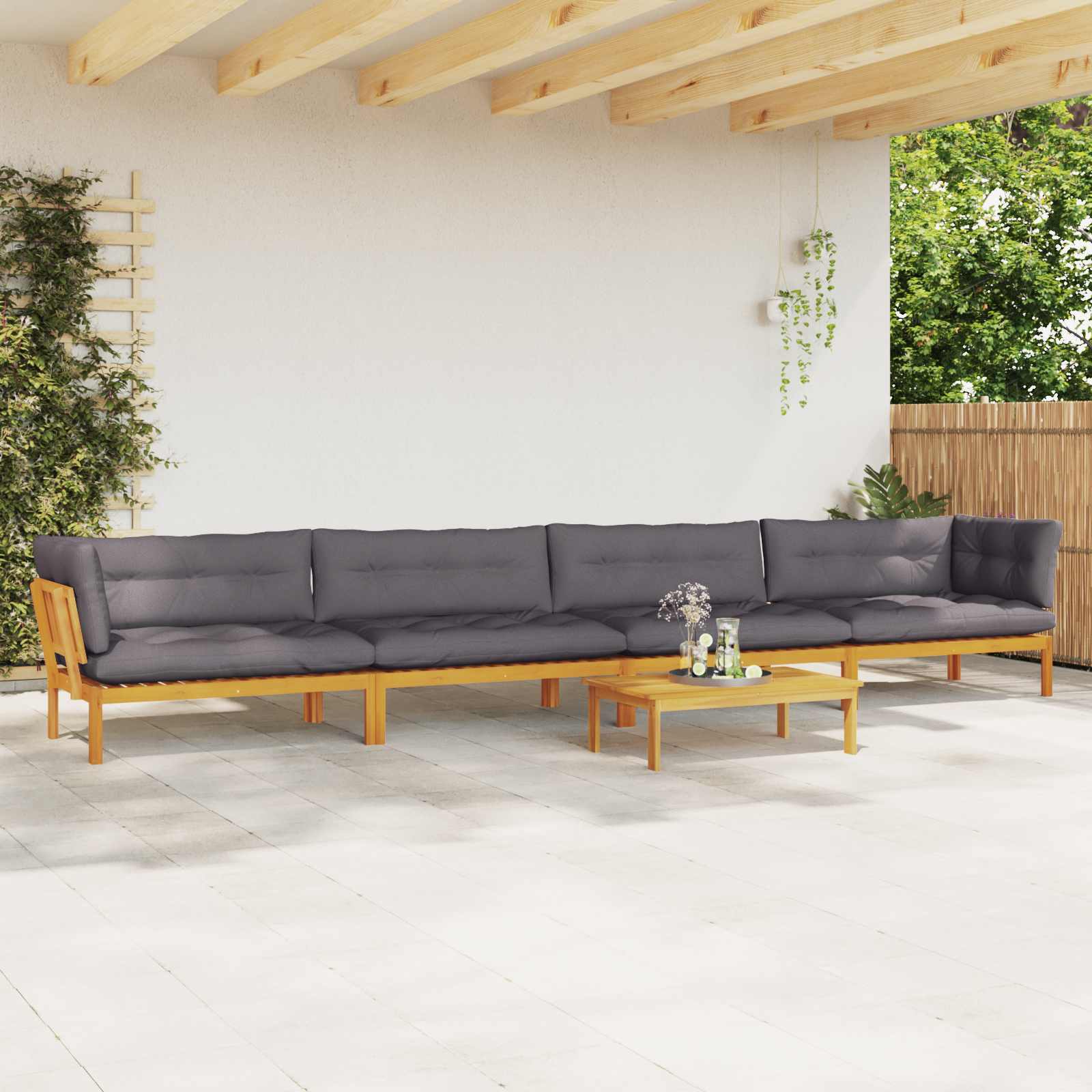 5 Piece Garden Pallet Sofa Units Solid Acacia Wood Natural