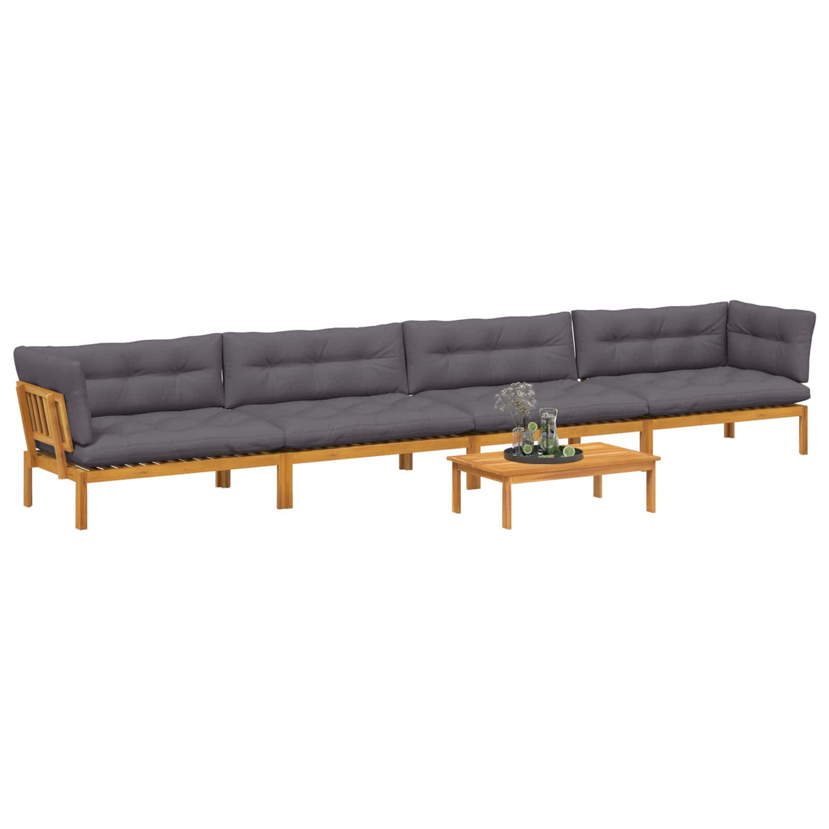5 Piece Garden Pallet Sofa Units Solid Acacia Wood Natural