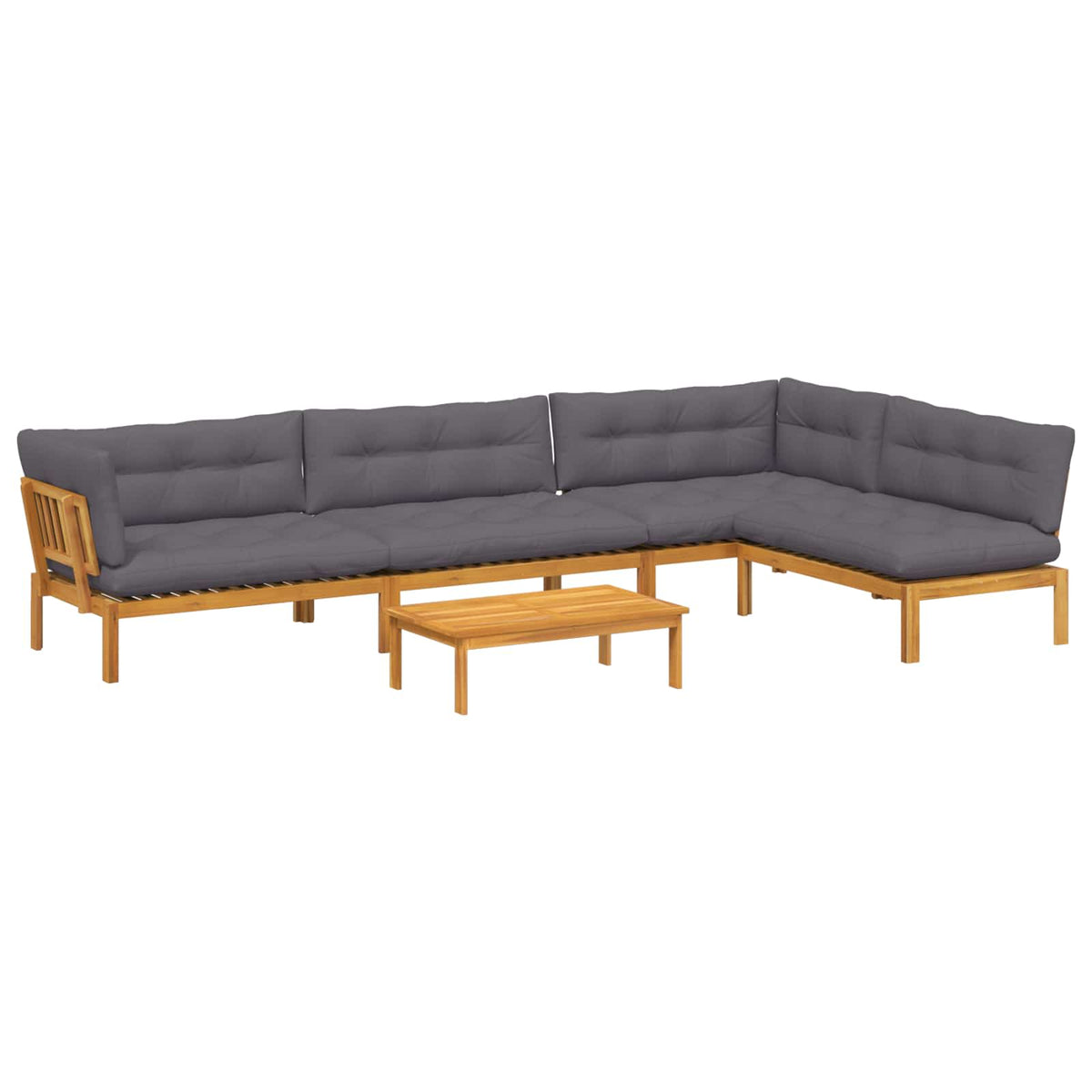 5 Piece Garden Pallet Sofa Units Solid Acacia Wood Natural