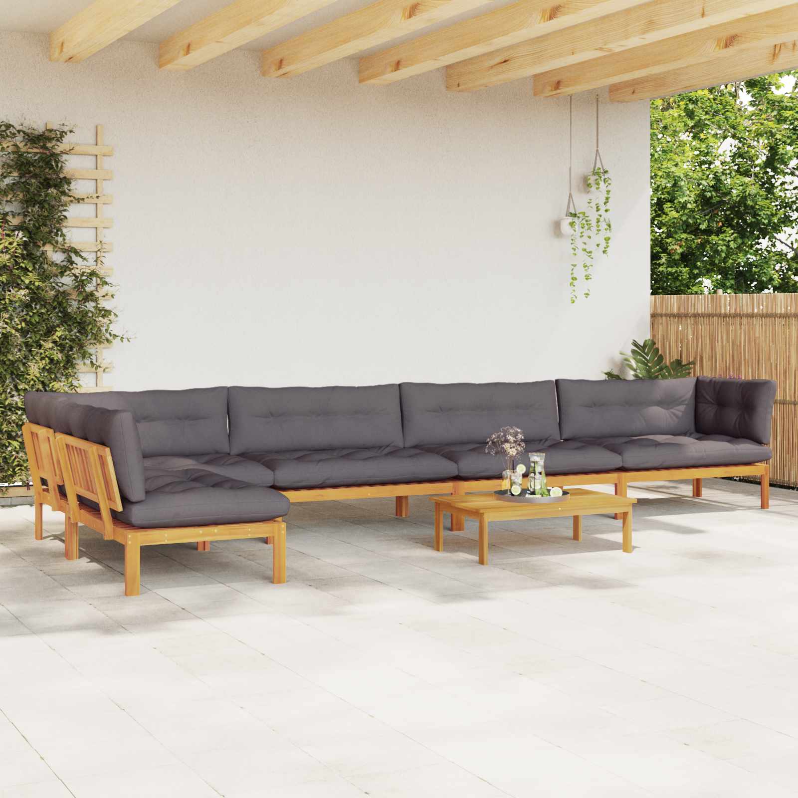 6 Piece Garden Pallet Sofa Units Solid Acacia Wood Natural