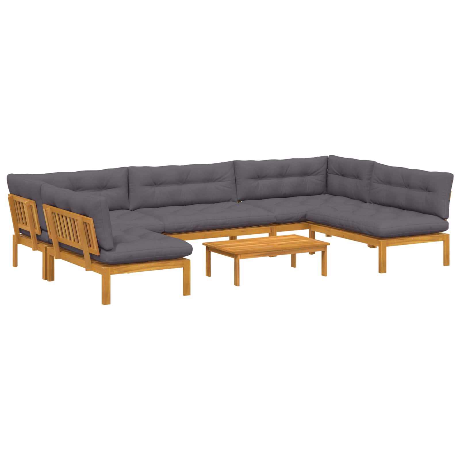 6 Piece Garden Pallet Sofa Units Solid Acacia Wood Natural