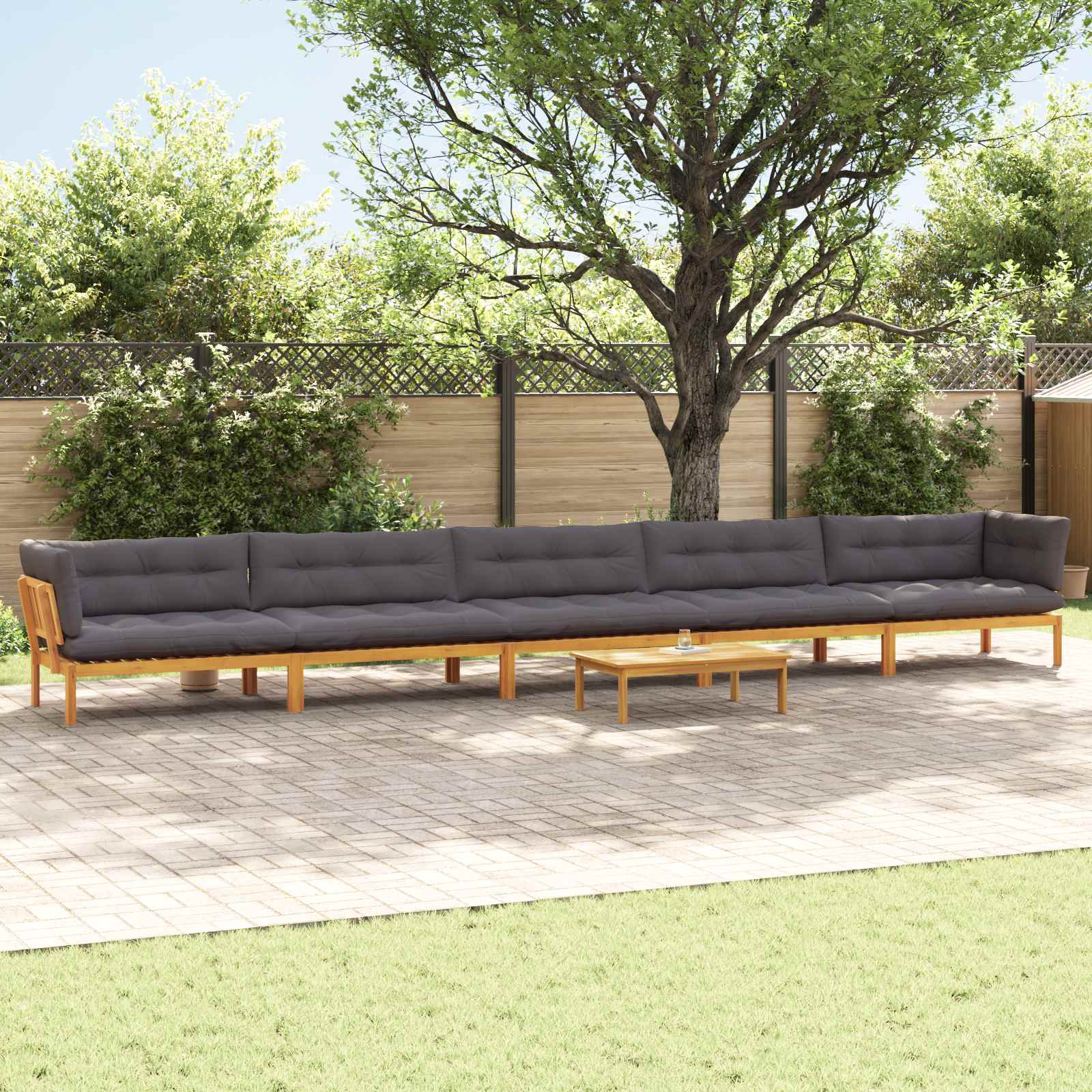 6 Piece Garden Pallet Sofa Units Solid Acacia Wood Natural