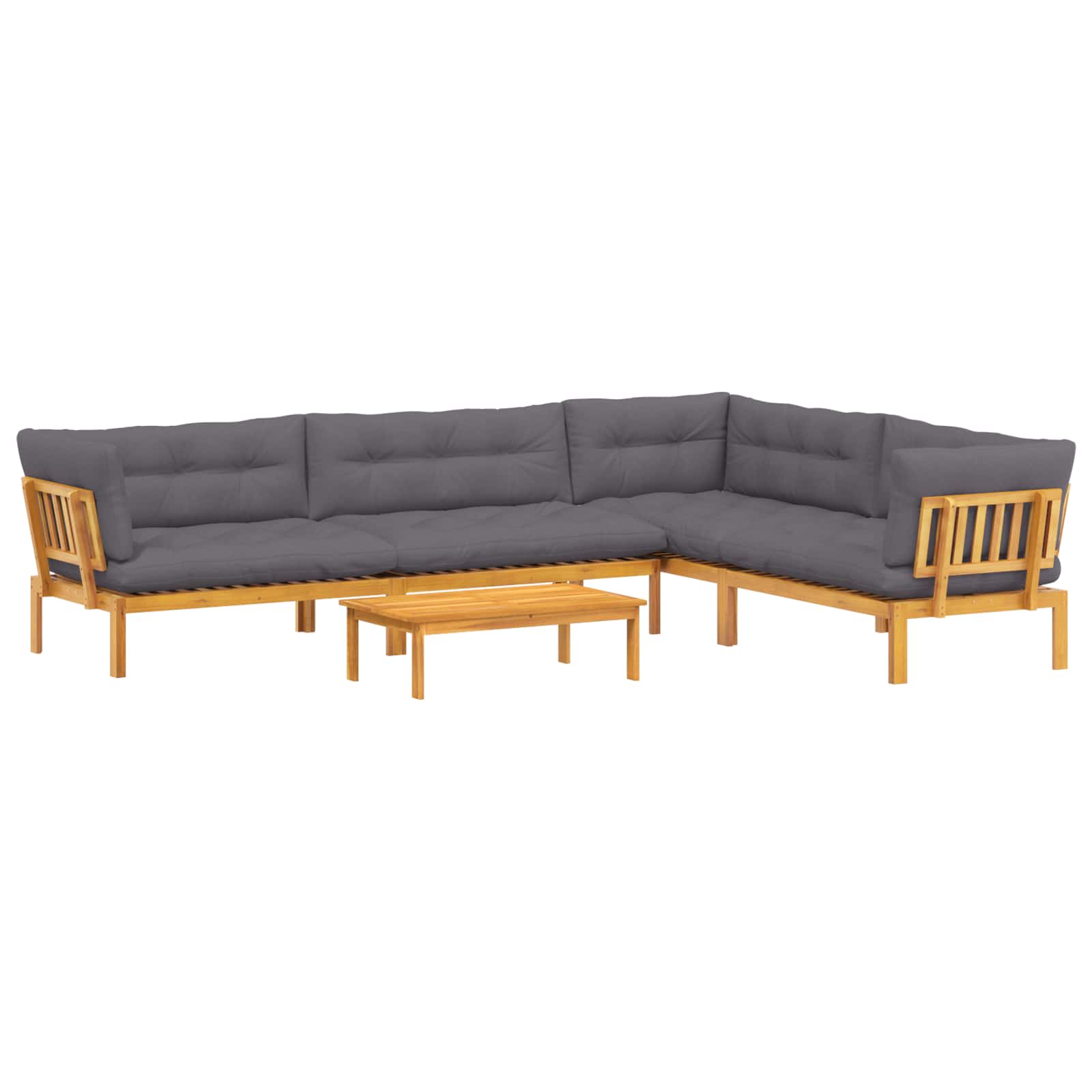 5 Piece Garden Pallet Sofa Units Solid Acacia Wood Natural