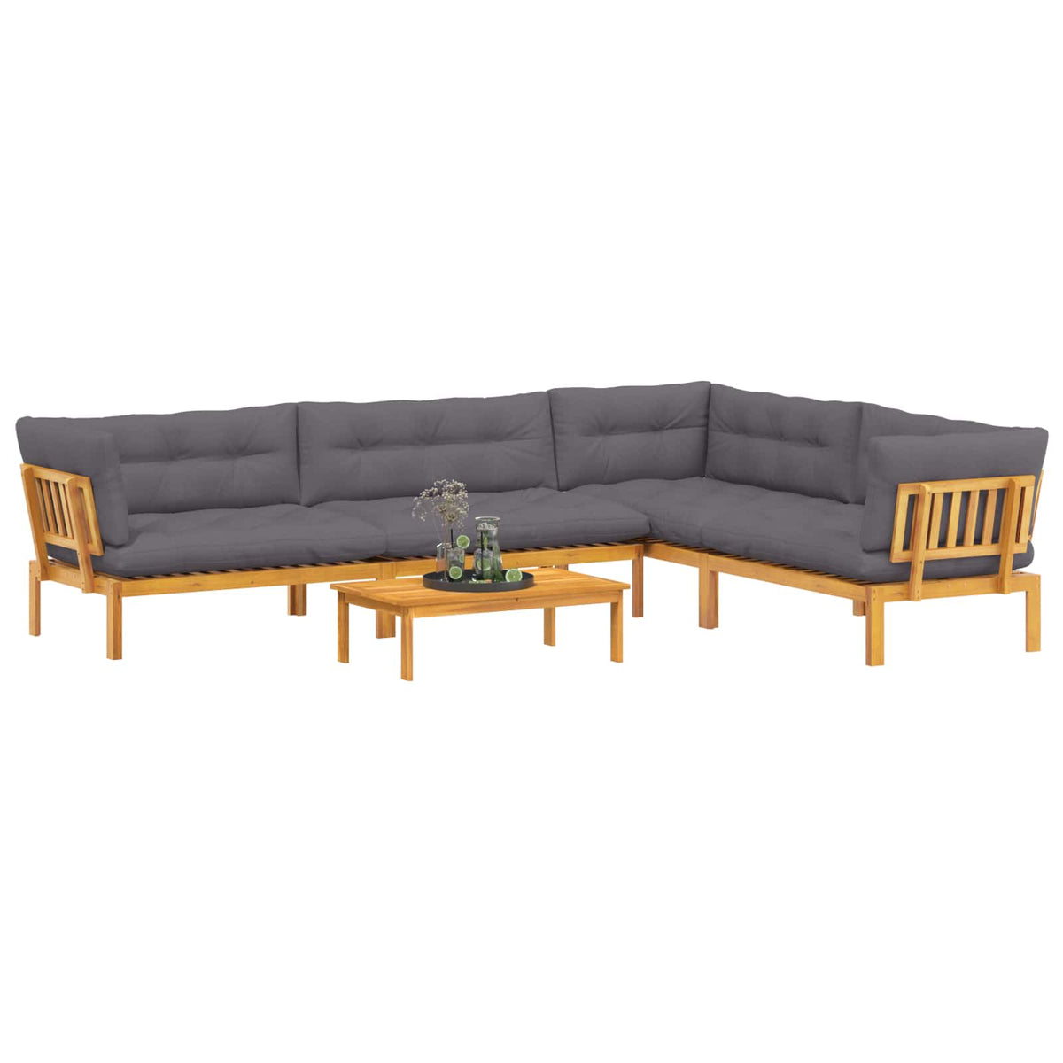 5 Piece Garden Pallet Sofa Units Solid Acacia Wood Natural
