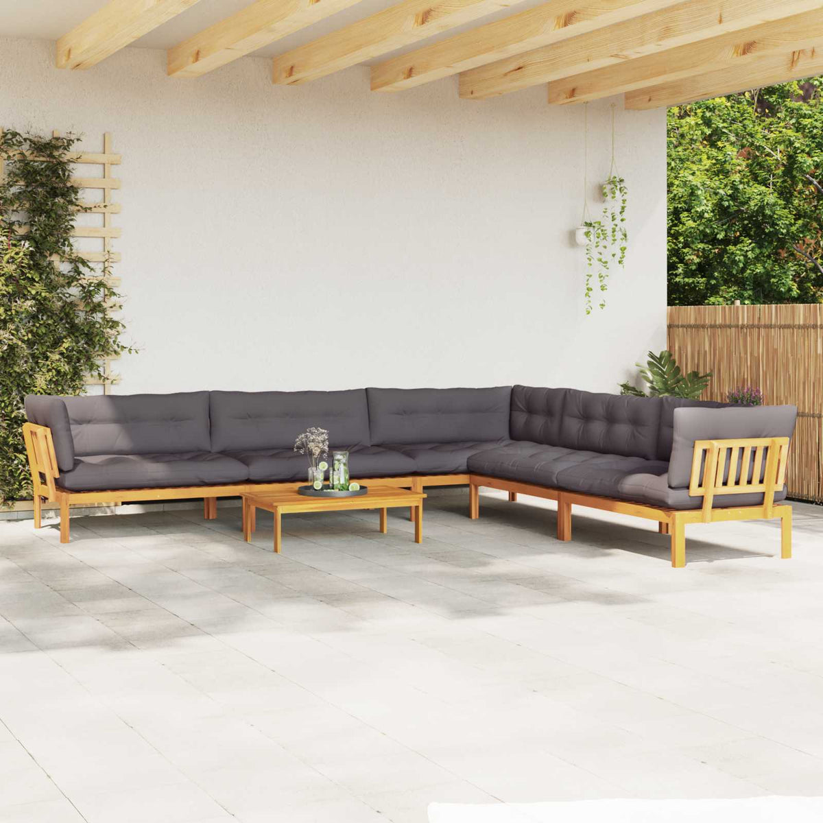 6 Piece Garden Pallet Sofa Units Solid Acacia Wood Natural