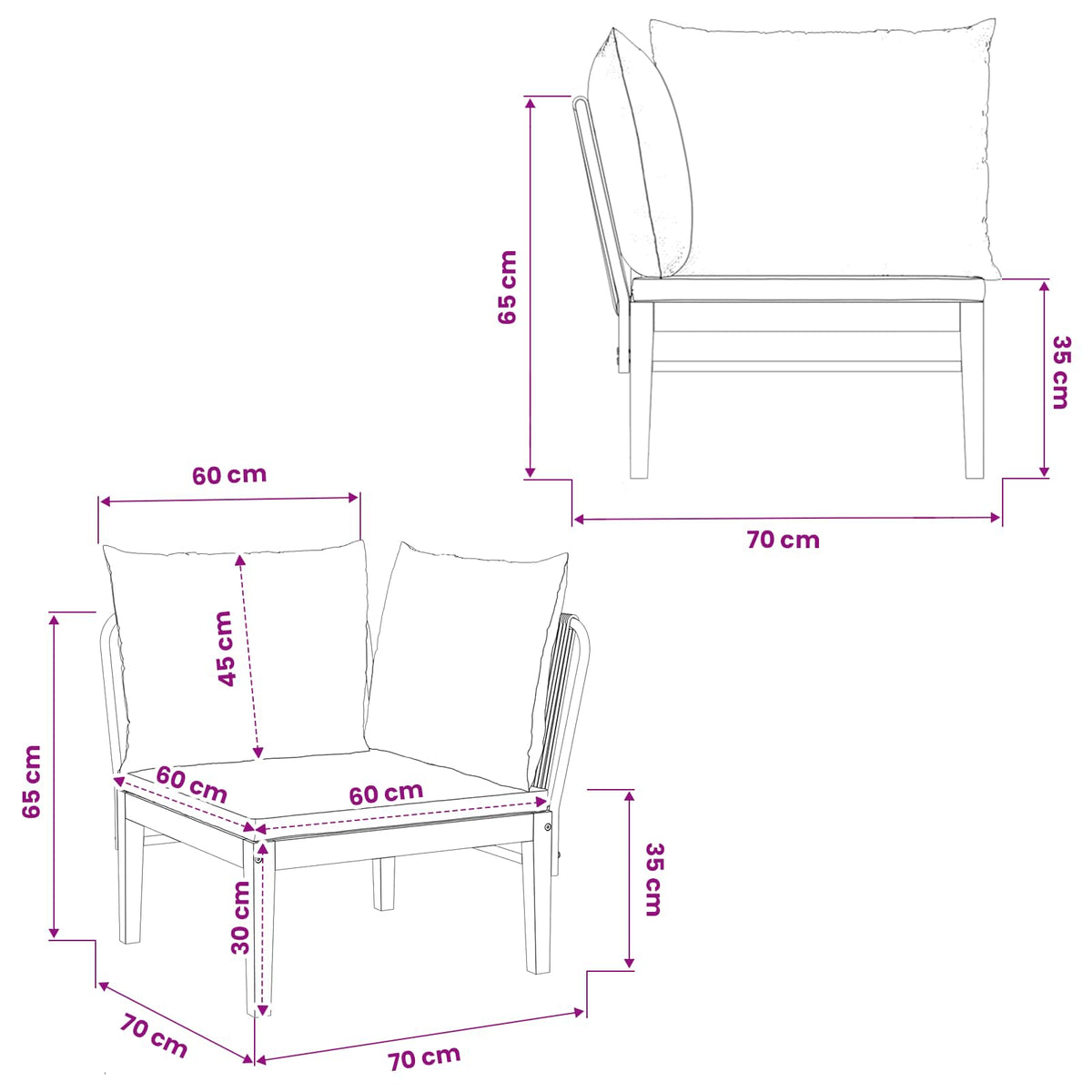 Corner Sofa Solid Acacia Wood Natural