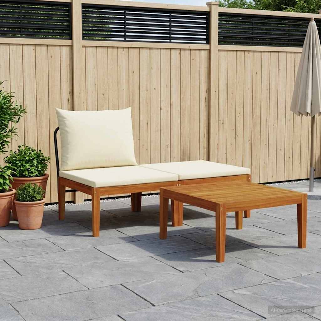 3 pcs Lounge Set Solid Acacia Wood Natural