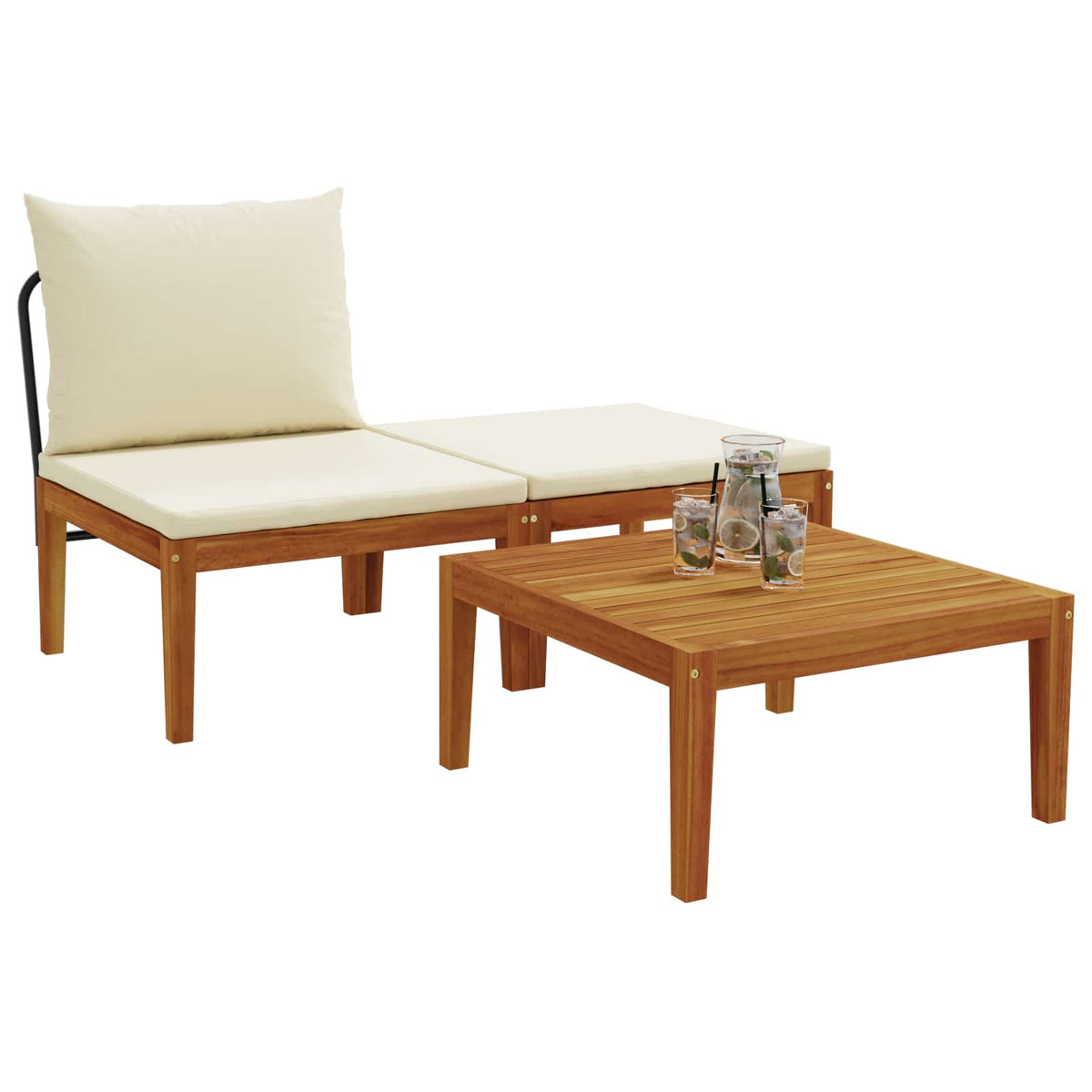 3 pcs Lounge Set Solid Acacia Wood Natural