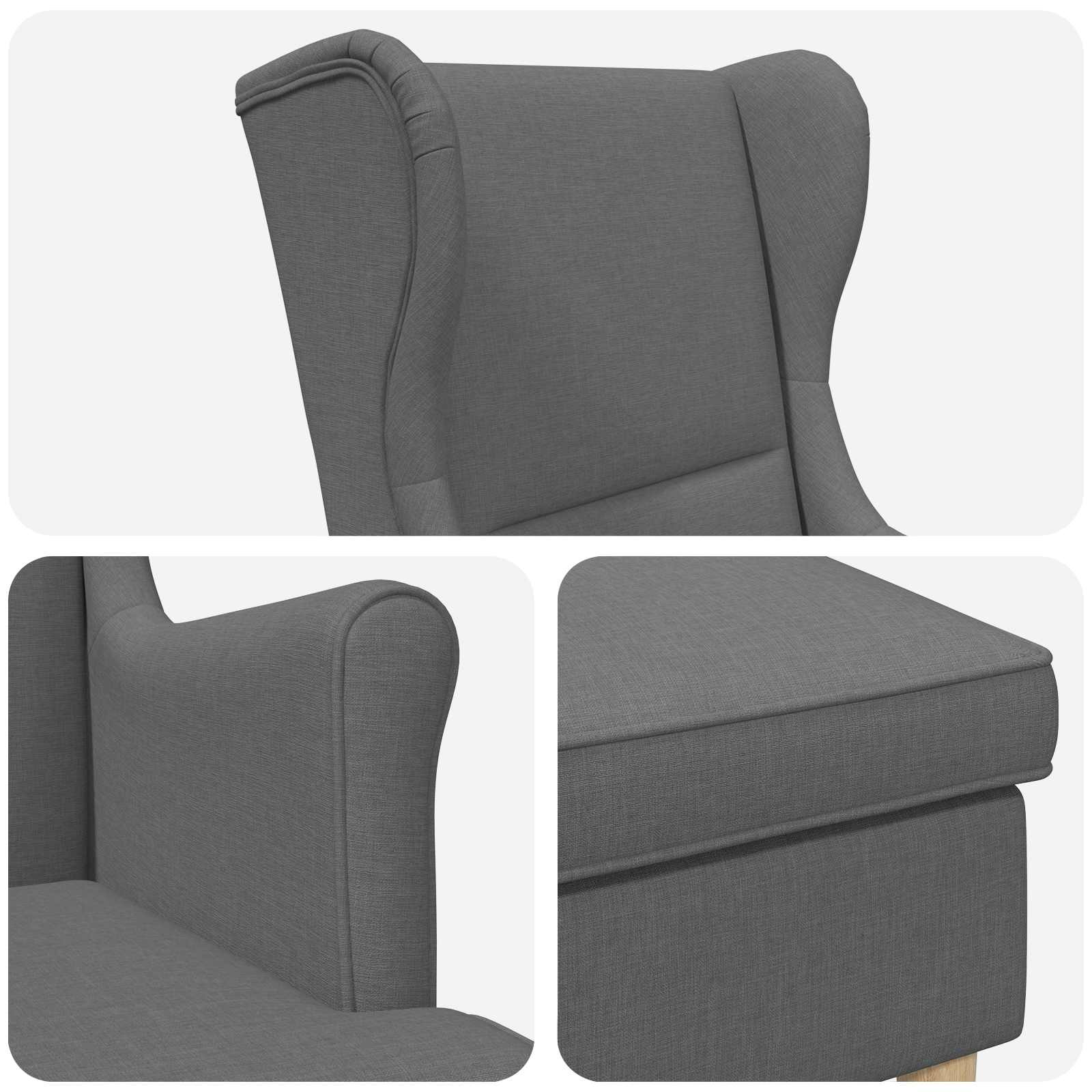 Armchair with Foot Stool 2 pcs Dark Grey Fabric