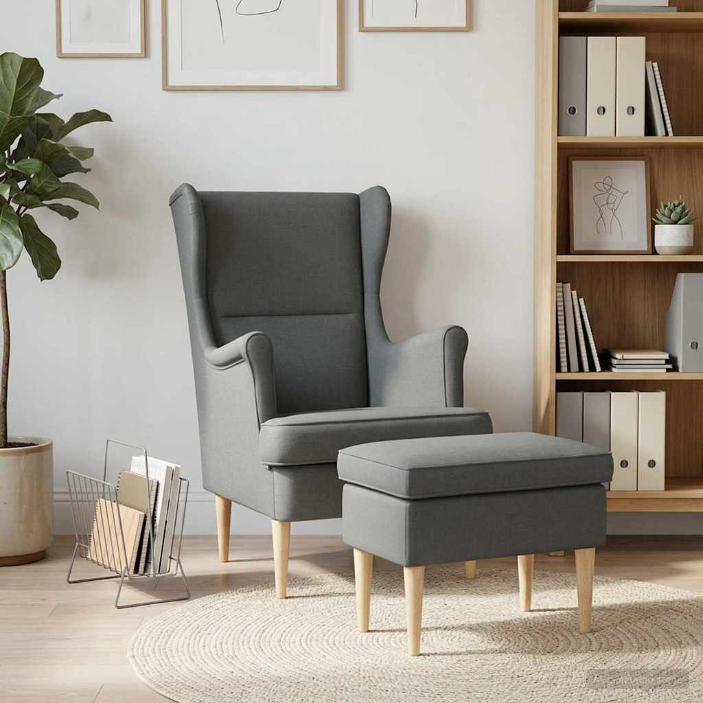 Armchair with Foot Stool 2 pcs Dark Grey Fabric