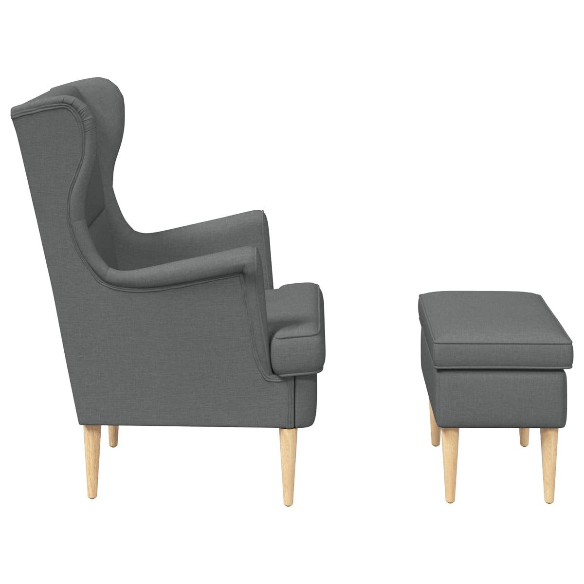 Armchair with Foot Stool 2 pcs Dark Grey Fabric