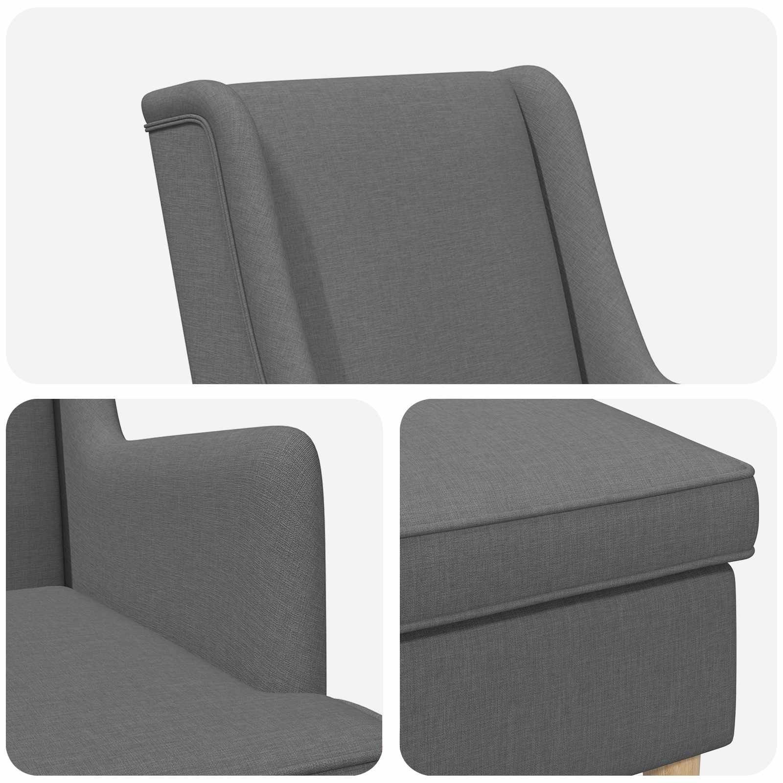 Armchair with Foot Stool 2 pcs Dark Grey Fabric