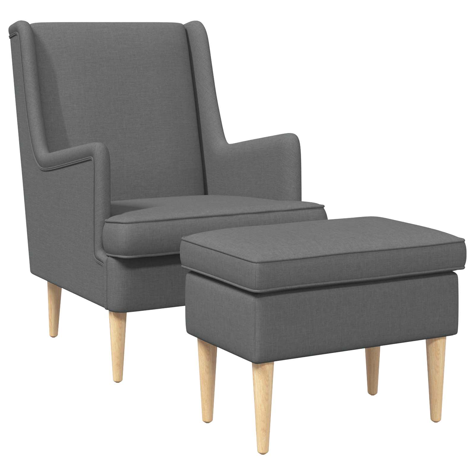 Armchair with Foot Stool 2 pcs Dark Grey Fabric
