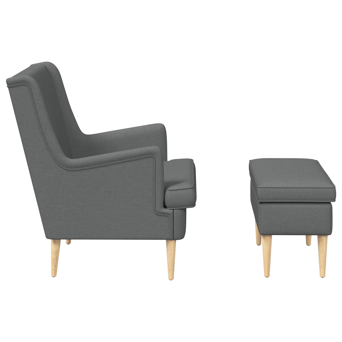 Armchair with Foot Stool 2 pcs Dark Grey Fabric