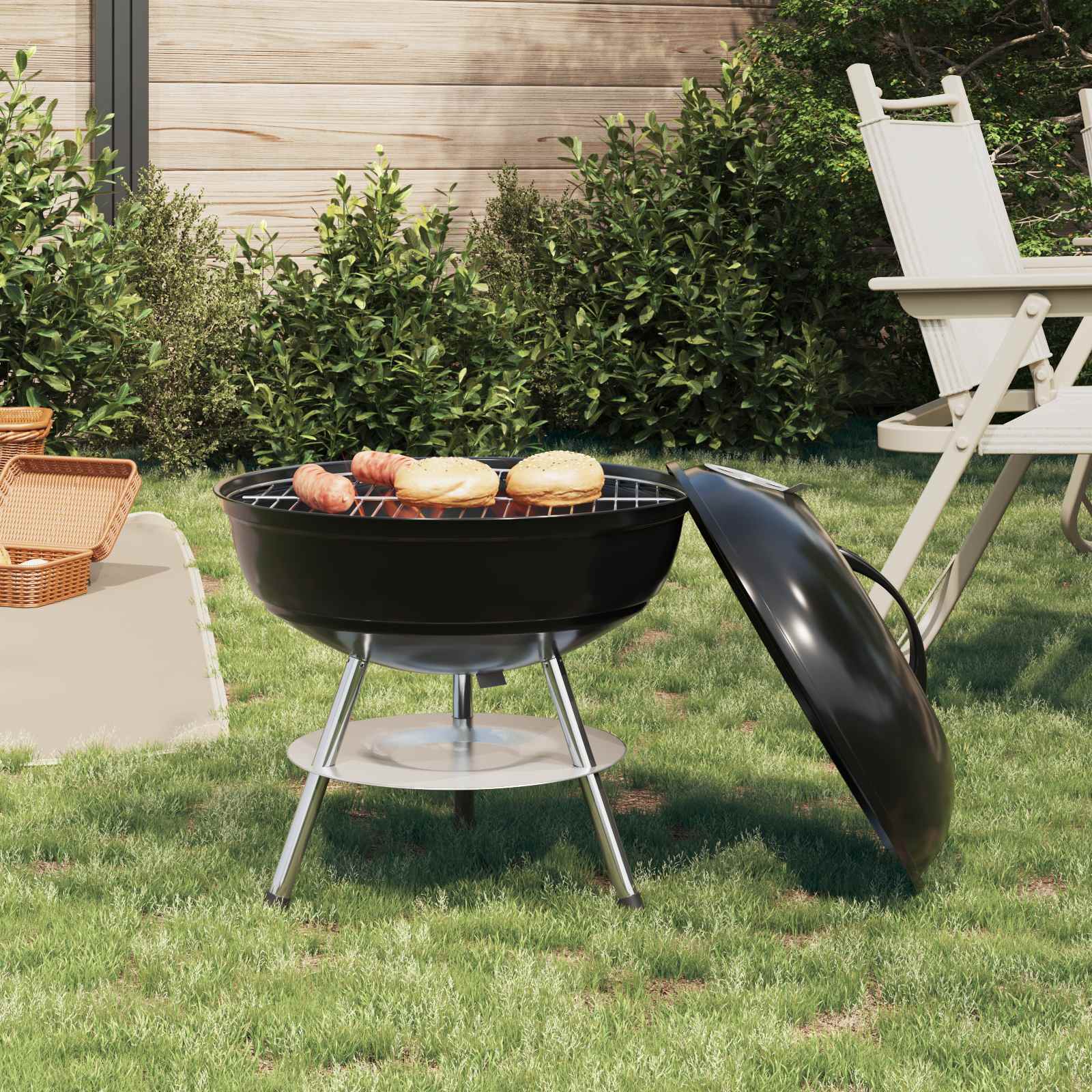 Charcoal Grill Black 36.5 x 36.5 x 40 cm