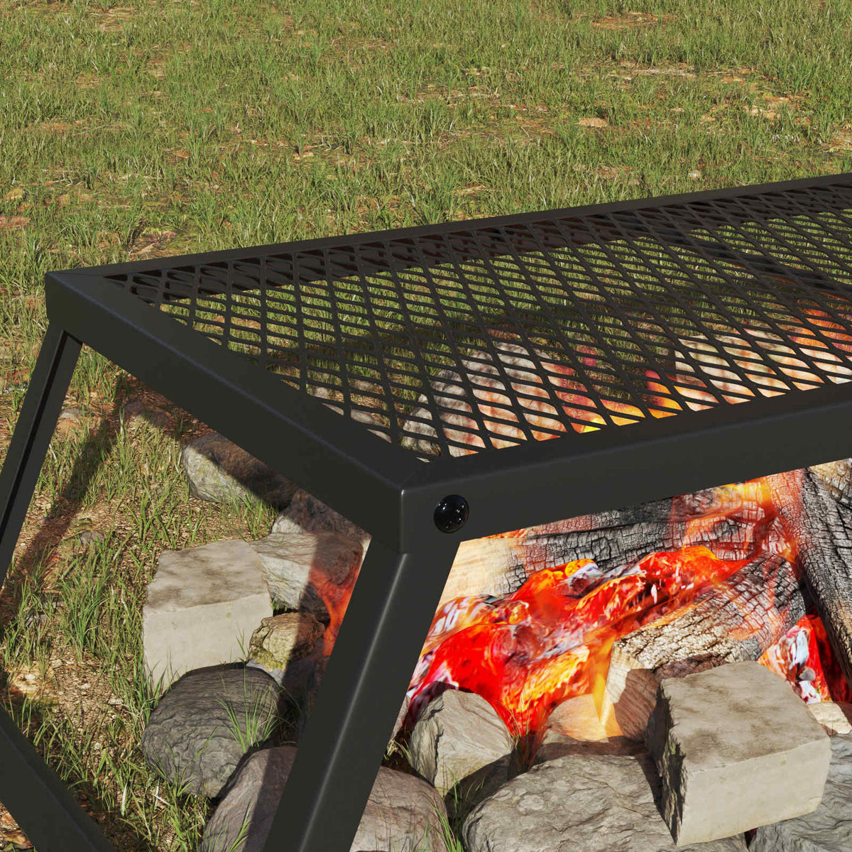 Foldable Camping Grill Folding Black 58 x 31 x 2 cm Alloy Steel