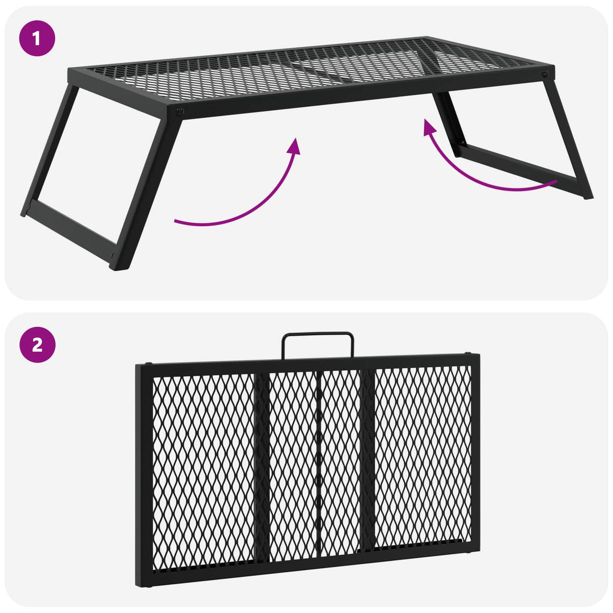Foldable Camping Grill Folding Black 58 x 31 x 2 cm Alloy Steel