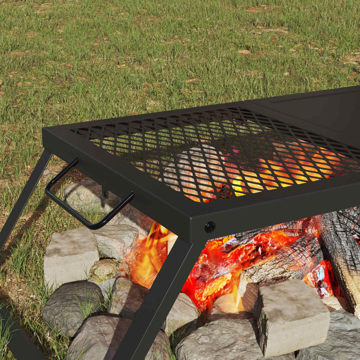 Foldable Camping Grill 31.5 x 26.5 x 4 cm Alloy Steel Black