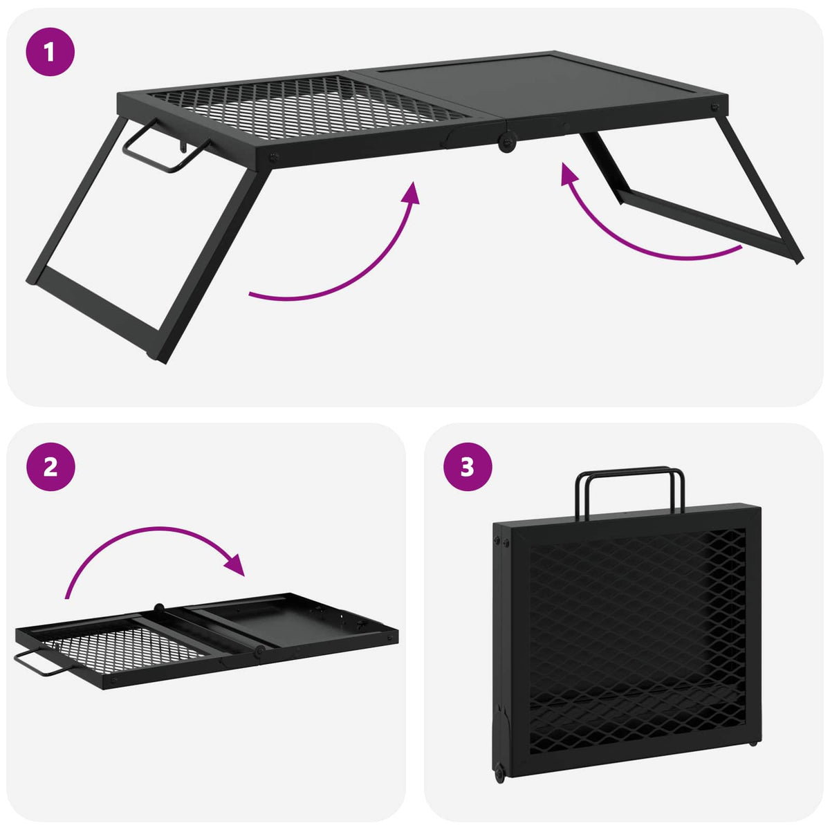 Foldable Camping Grill 31.5 x 26.5 x 4 cm Alloy Steel Black