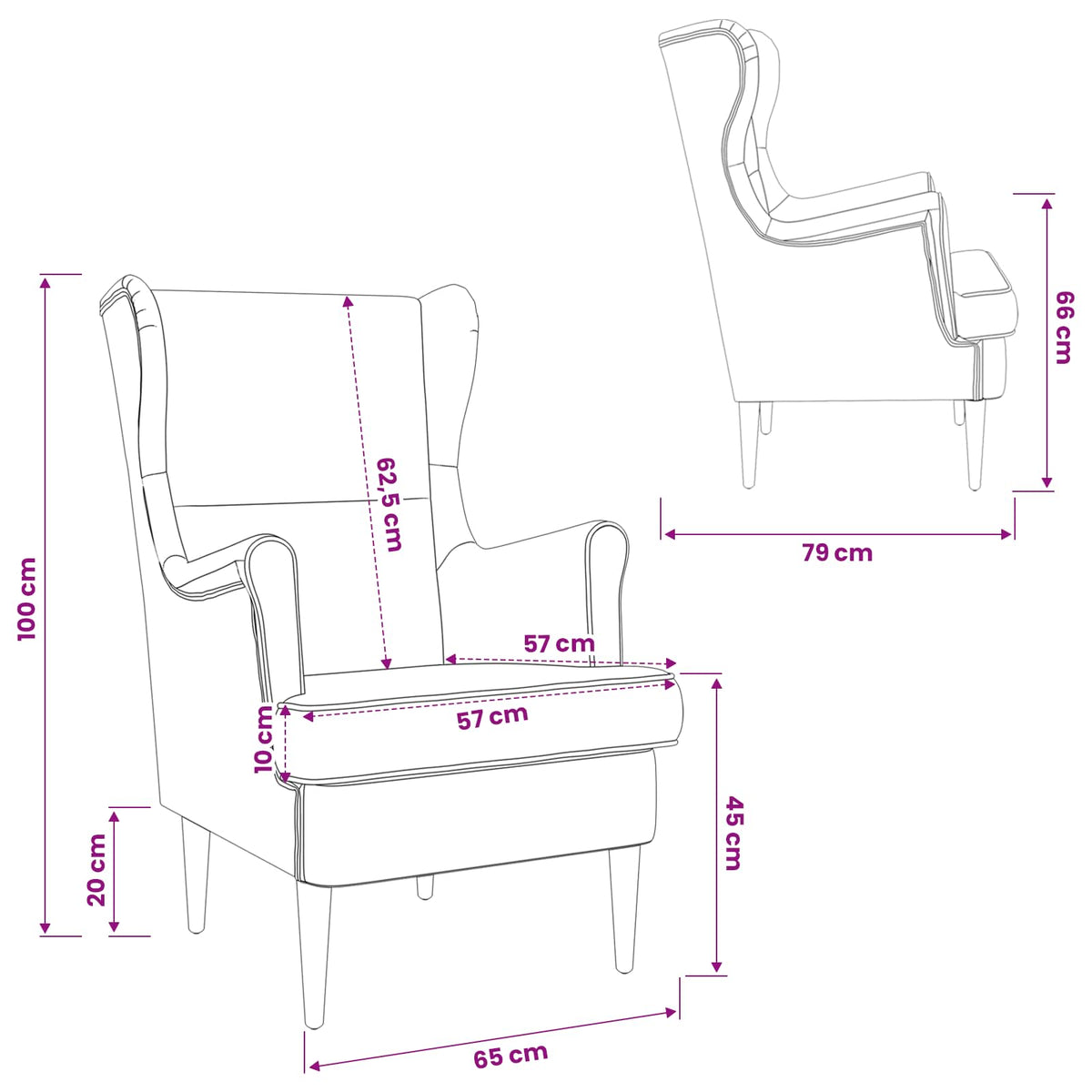 Armchair Dark Grey Fabric