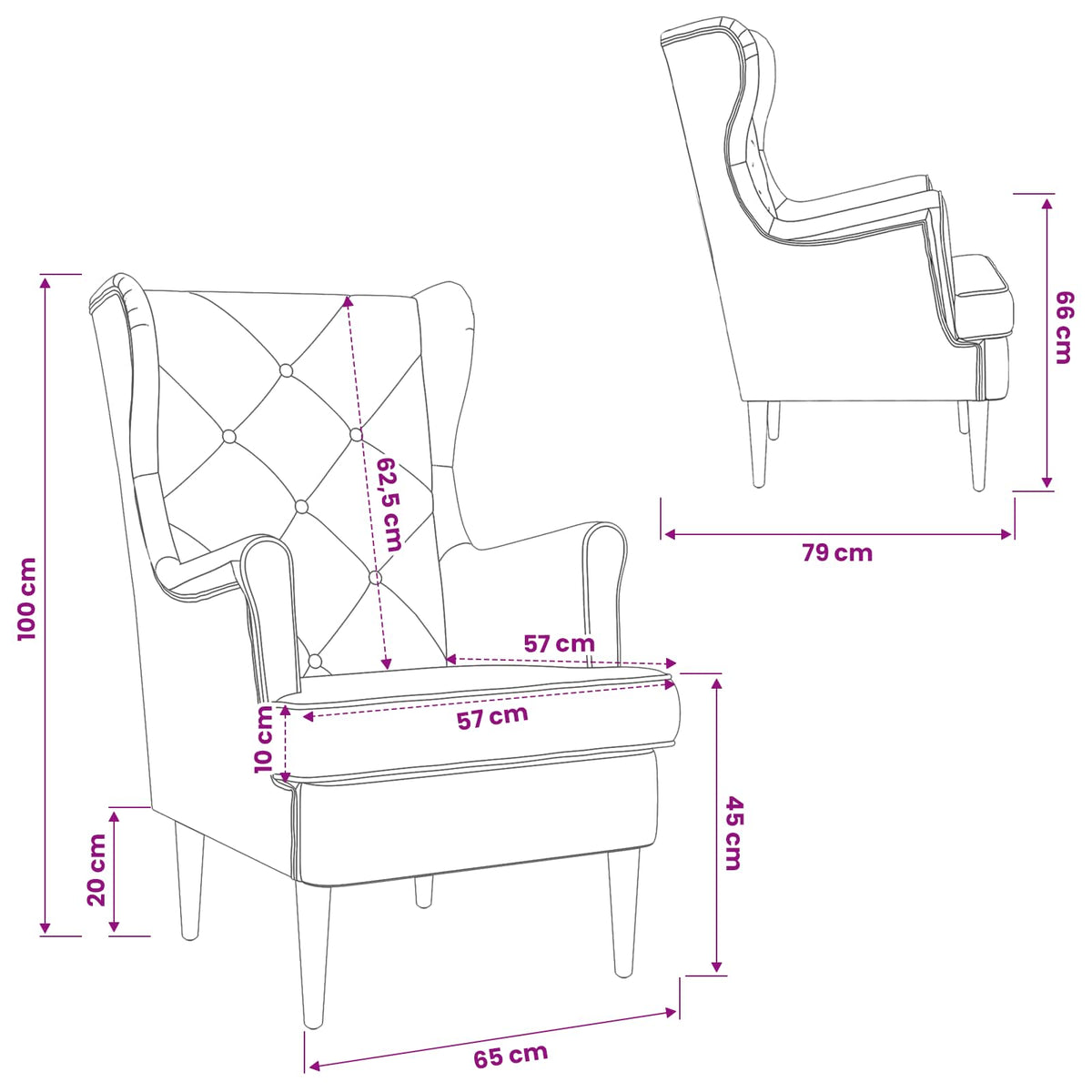 Armchair Black Velvet