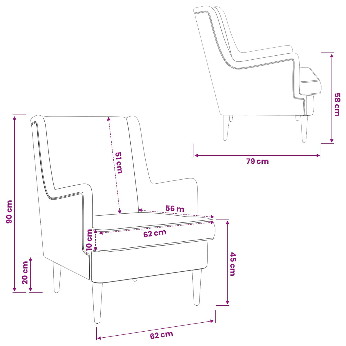 Armchair Dark Grey Fabric