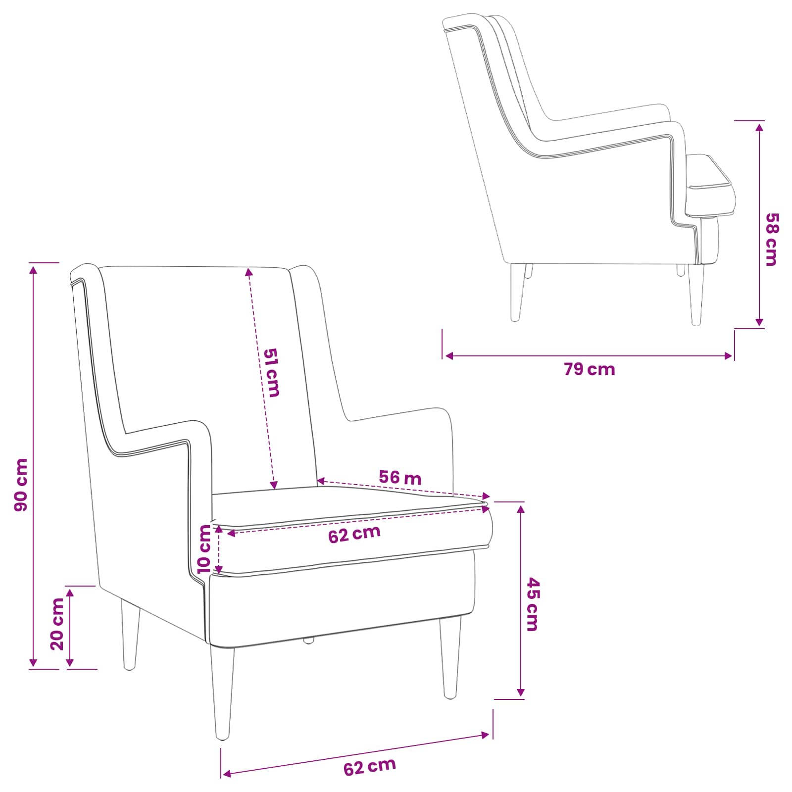 Armchair Dark Grey Fabric